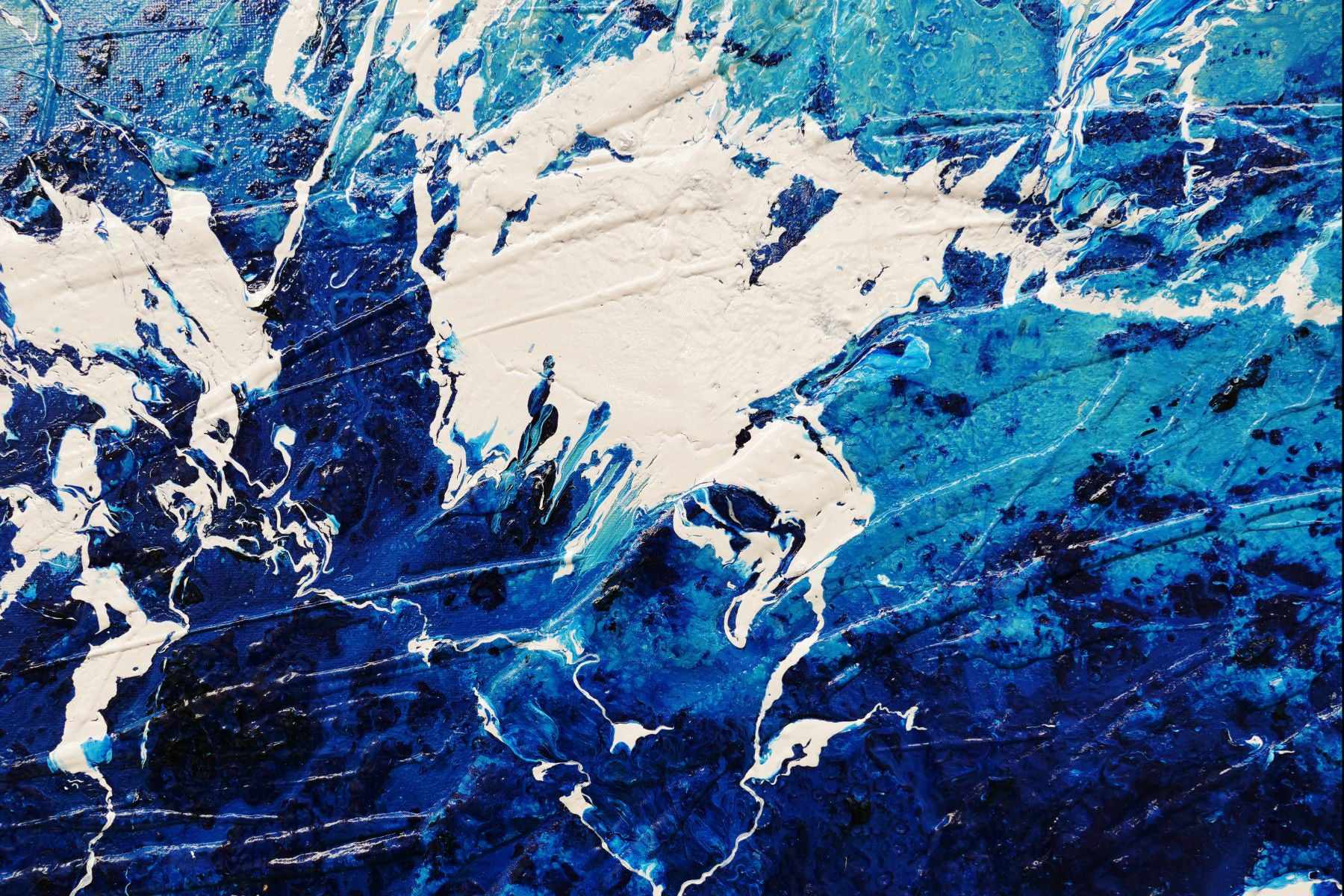 Oceanic Blue 240cm x 100cm Textured Abstract Wall Art Painting - Modern Cream & Blue Canvas for Living Room, Bedroom, Office Decor