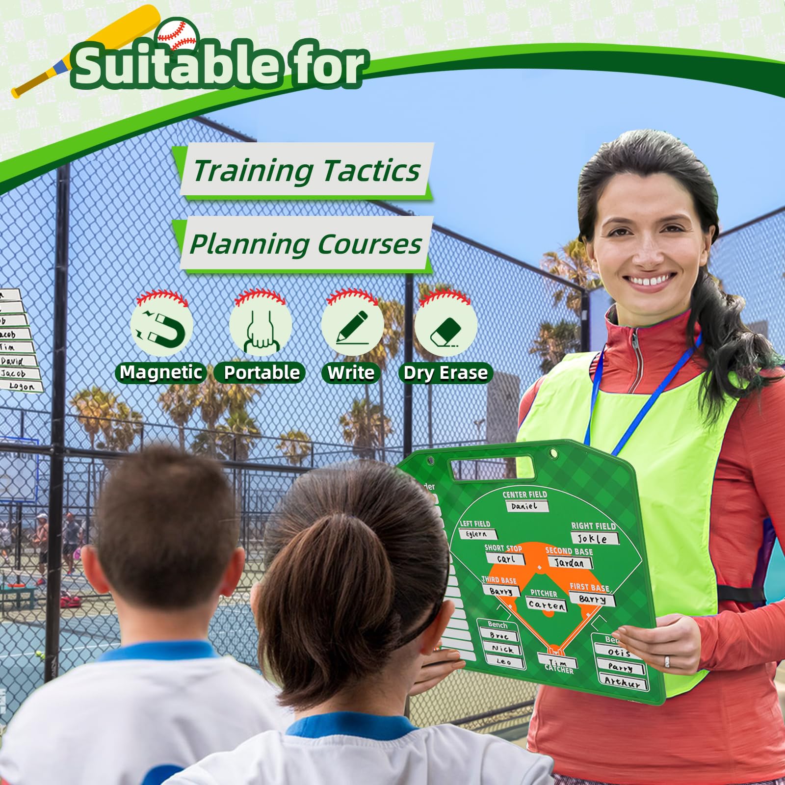**Magnetic Baseball Lineup Board with 40 Sheets - Dry Erase Baseball Lineup Cards & Clipboard for Coaches | Perfect for Dugout, Practice, and Game Day Organization**