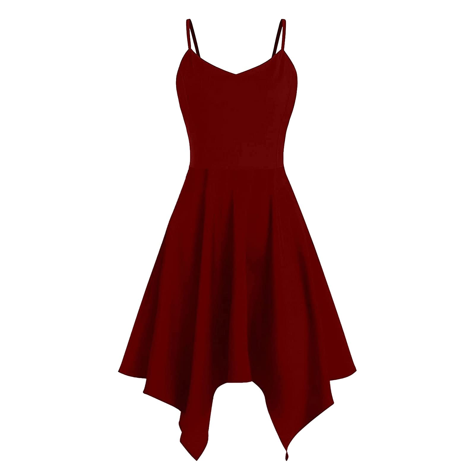 Sexy Women's Summer Dresses - V-Neck Spaghetti Strap Backless Flowy Beach Dress with Splicing Print | Perfect for Casual Outings, Vacations & Pool Parties