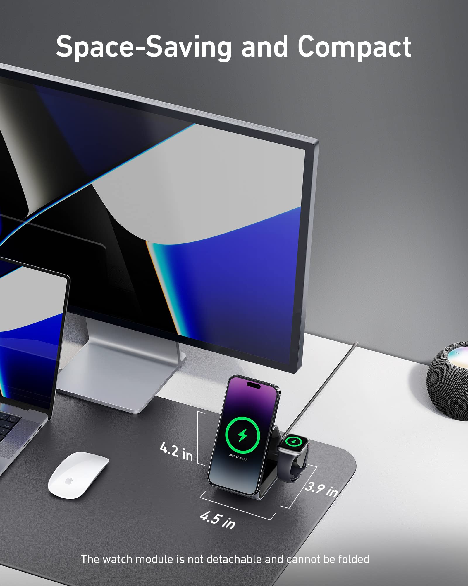 Anker MagGo 3-in-1 Magnetic Wireless Charging Station - MFi Certified 15W Max Fast Charger for iPhone 16/15/14/13/12, Apple Watch Series 8/7/6 & AirPods 3/Pro (Includes 30W USB-C Adapter) - Perfect for Home, Office & Travel Charging