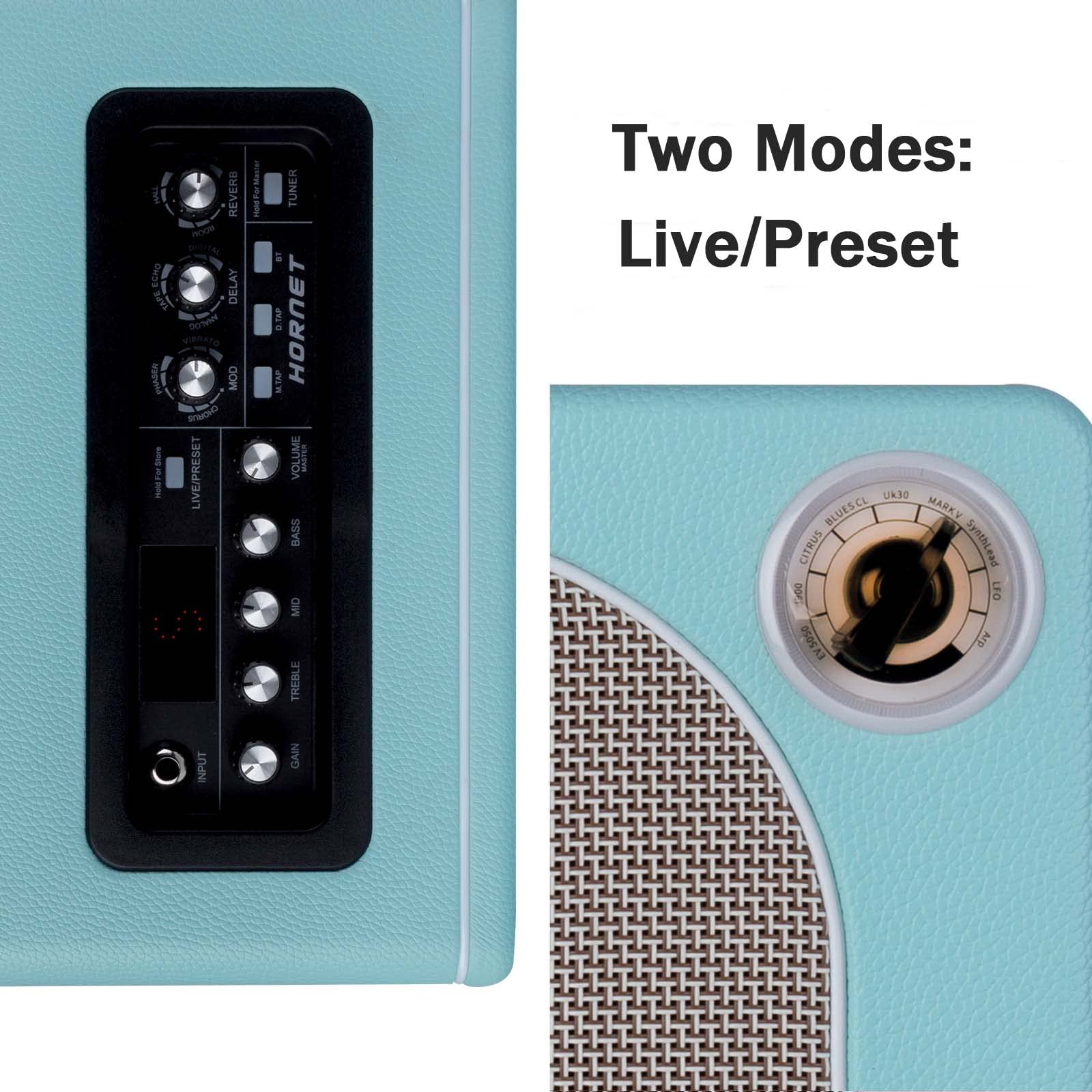 MOOER 15W Guitar Amplifier Combo with 9 Digital Amp Models - Hornet Black & Blue | Portable Electric Guitar Amp for Home Practice, Studio Recording & Live Performances