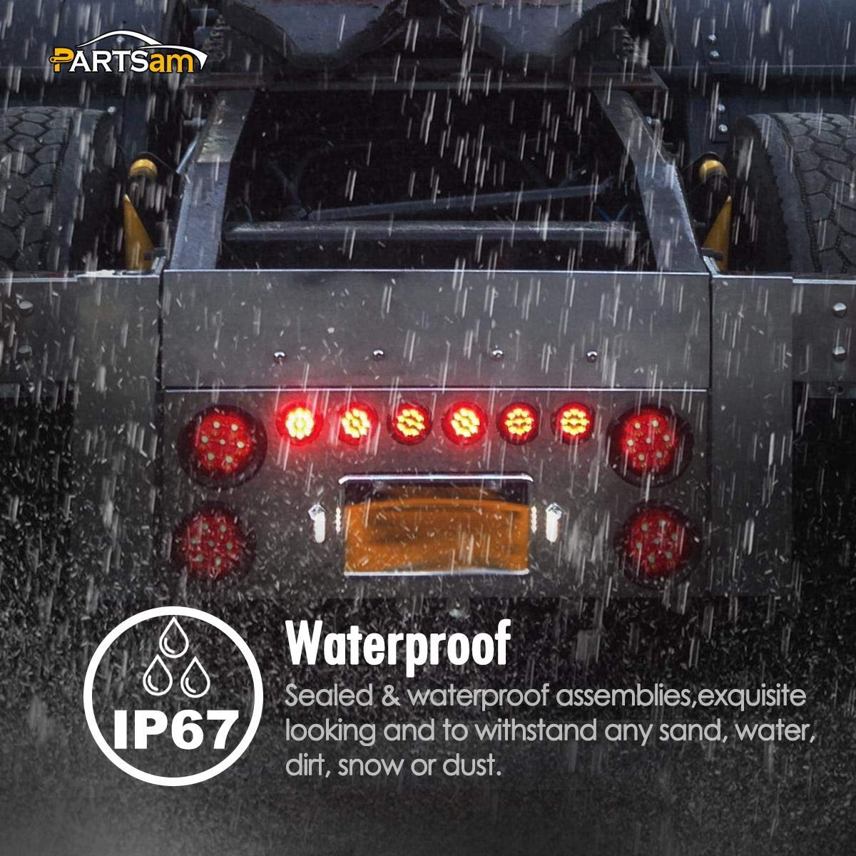 Partsam 5Pcs 2 Inch Round LED Marker Lights - 9 Red Diodes Smoked Lens with Reflectors, Waterproof 12V Flush Mount Lights for Truck, Trailer, RV - Perfect for Night Driving & Safety Visibility