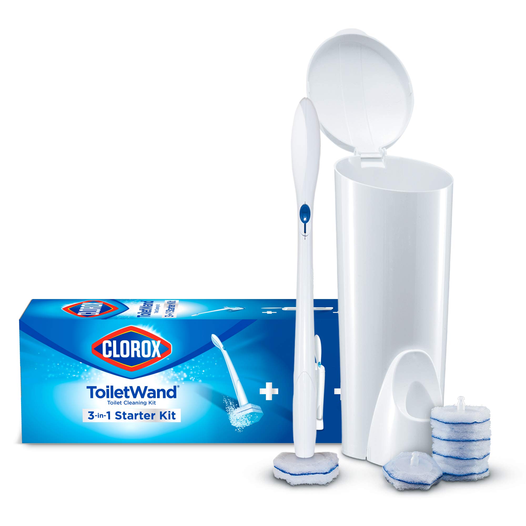 Clorox Disposable ToiletWand Cleaning Kit with Storage Caddy & 6 Refill Heads - Toilet Brush & Bathroom Cleaning System for Sparkling Clean (Package May Vary) | Perfect for Quick & Hygienic Toilet Cleaning in Homes & Offices