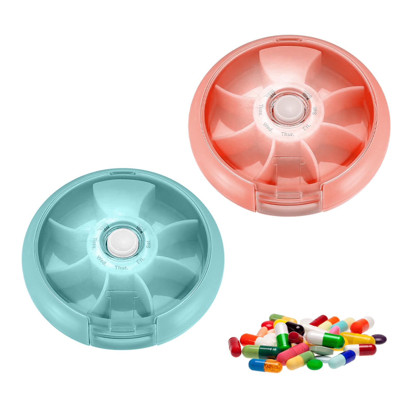 7-Compartment Weekly Pill Organizer - 2 Pack Daily Pill Box for Vitamins & Medications | Perfect for Travel, Work, and Home Use