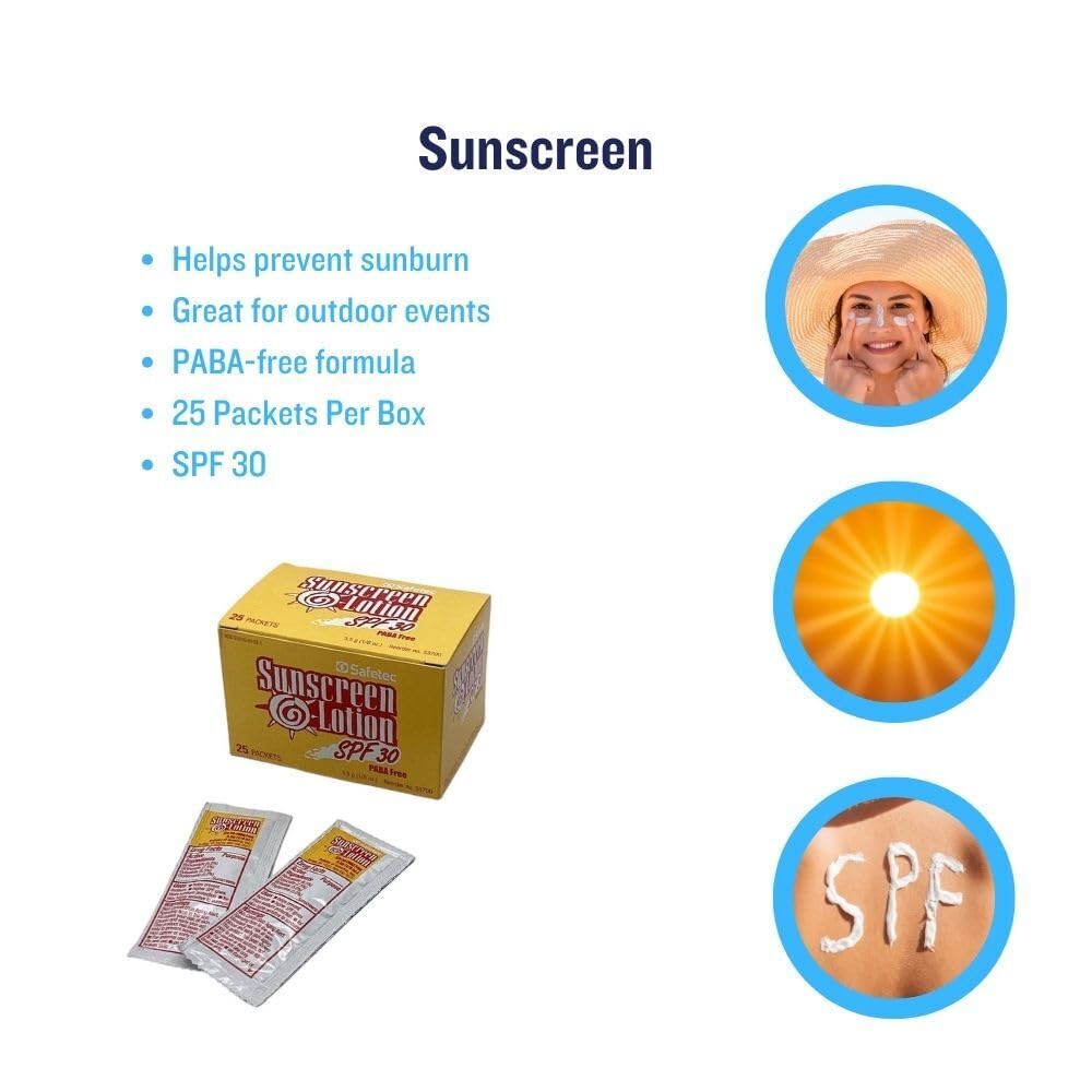 Safetec SPF 30+ Sunscreen Lotion for Sensitive Skin - 25 Single-Use Packets | Fragrance-Free, Hypoallergenic Sun Protection for Face & Body | Ideal for Outdoor Activities, Travel, and Daily UV Defense