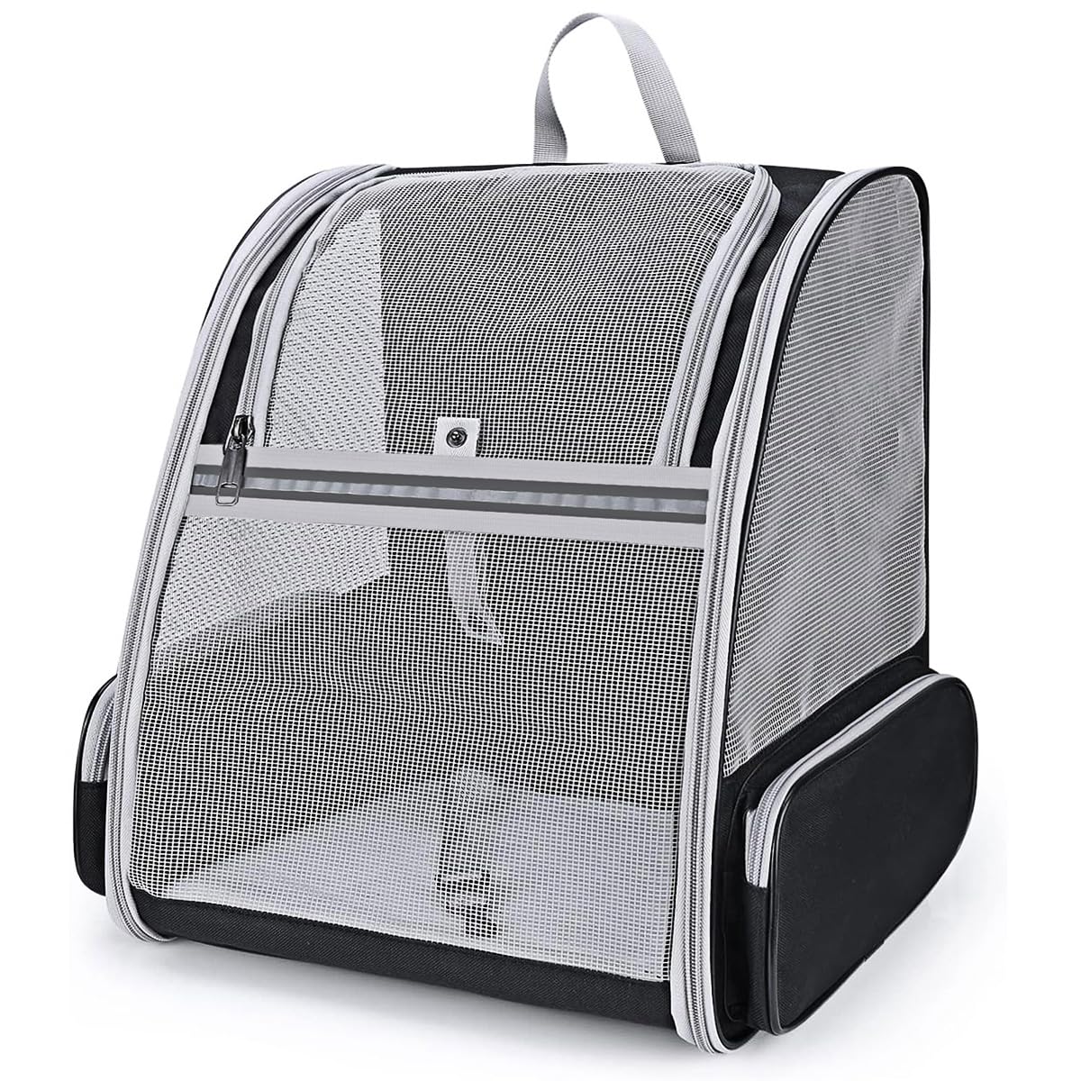 Ventilated Cat Carrier Backpack - Travel Pet Carrier for Dogs, Cats, Puppies, Birds & Bunnies | Lightweight & Breathable Design for Indoor & Outdoor Use (Black) | Perfect for Air Travel, Hiking, Vet Visits & Daily Commutes