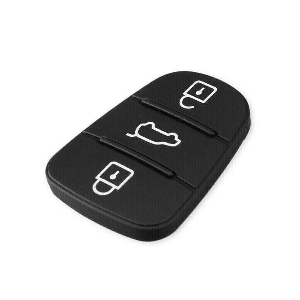 Hyundai Kia Car Key Fob Replacement - 3 Button Remote Case with Rubber Pad for Easy Key Insertion