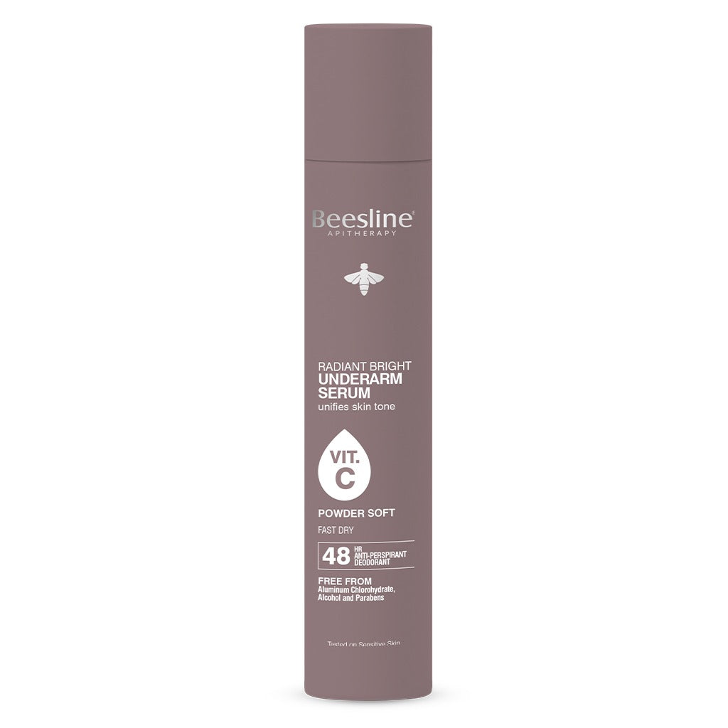 Beesline Radiant Bright Vitamin C Enriched Fast-Drying Underarm Serum | Aluminum-Free Antiperspirant Deodorant | Powder Soft Formula 150ml | Brightens & Lightens Underarms | Perfect for Daily Use & Sensitive Skin