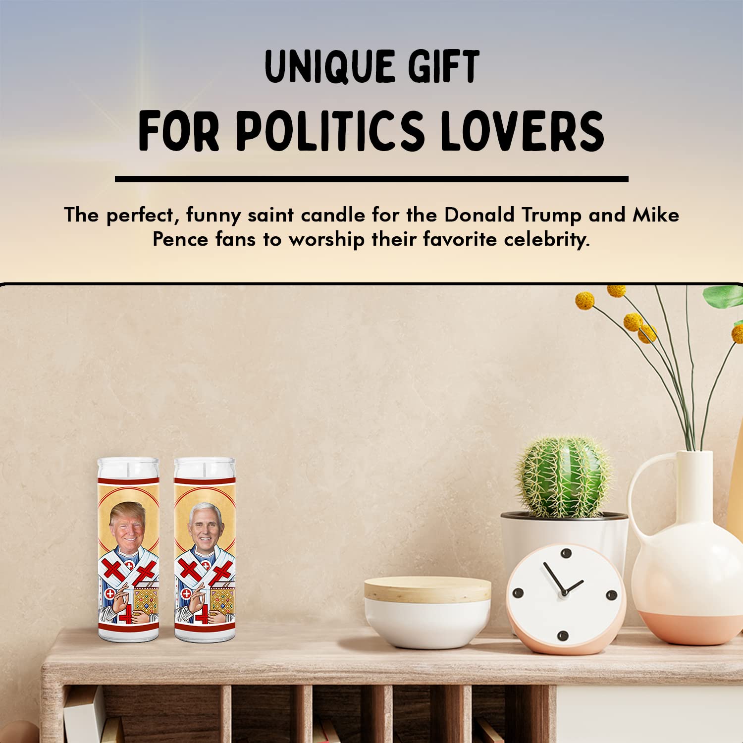 Donald and Mike Celebrity Candle Set - 2024 President & VP Funny Political Votive Candles - Novelty Pop Culture Gifts for Elections - Perfect for Political Parties, Office Decor & Democracy Themed Gifts