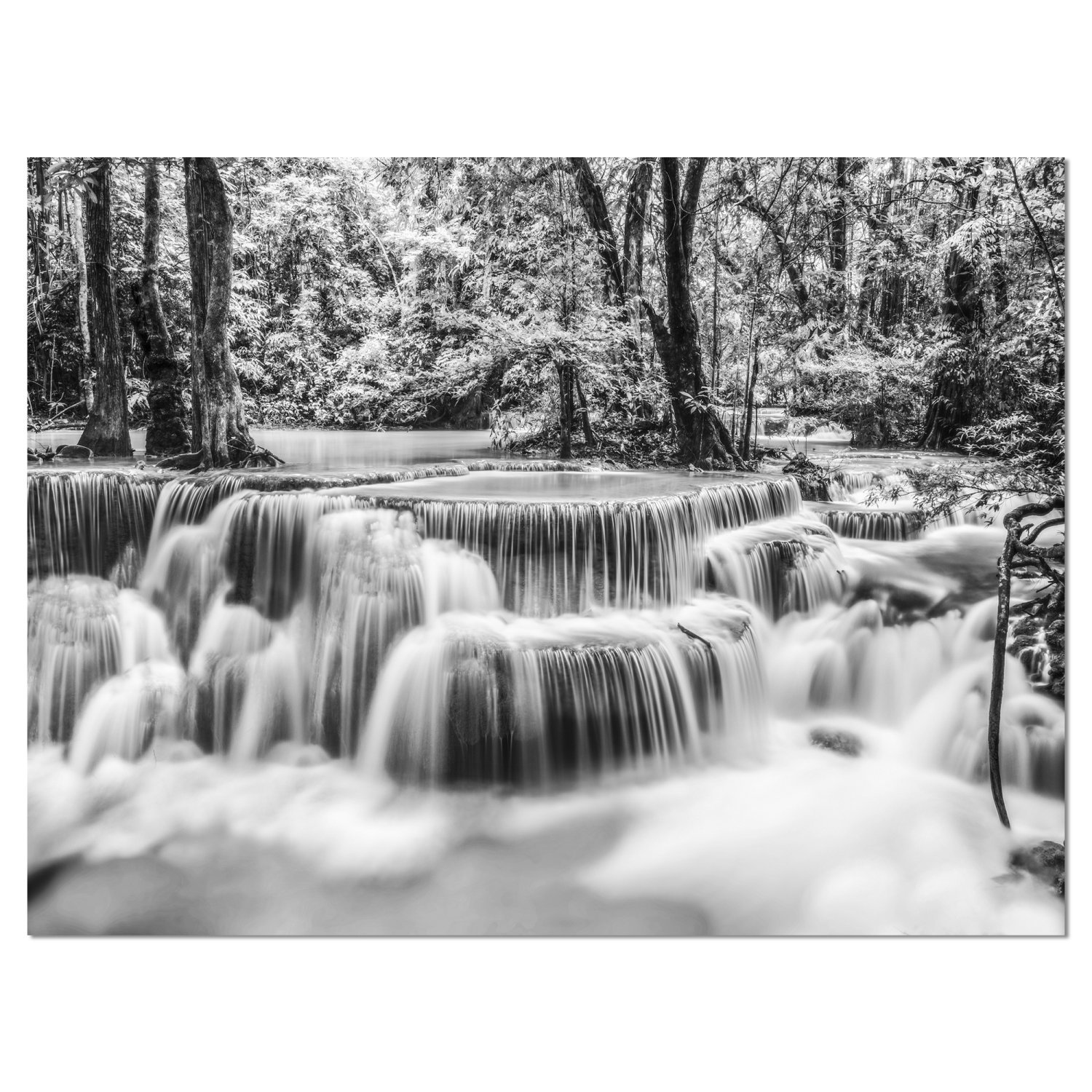 White Erawan Waterfall Landscape Canvas Wall Art Print - Nature Photography Decor for Living Room, Bedroom & Office