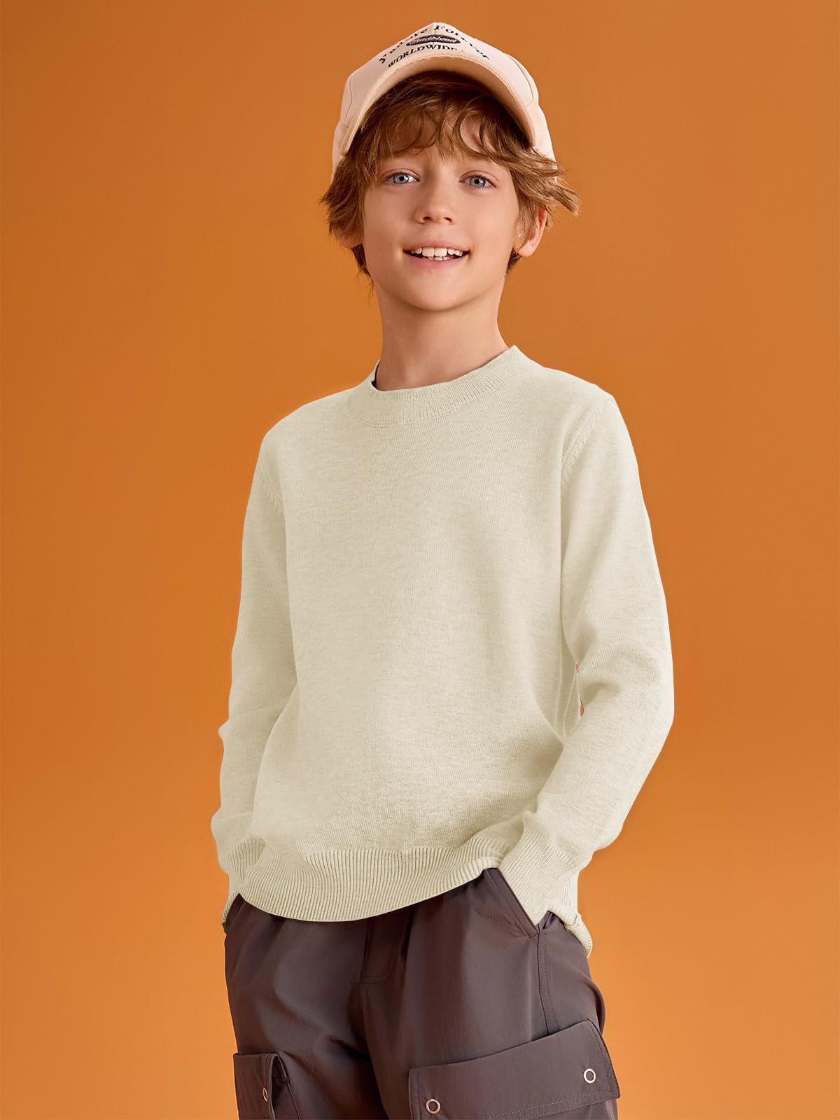 Haloumoning Boys' Sweaters for Kids - Soft Crewneck Long Sleeve Knit Pullover Sweater (Ages 5-14 Years) - Perfect for School, Playdates & Fall/Winter Outfits