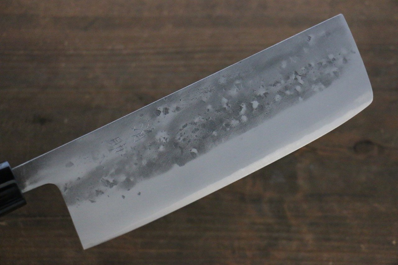 Premium Seisuke Blue Steel No.2 Nashiji Nakiri Knife 165mm - Japanese Chef Knife with Chestnut Wood Handle - Perfect for Slicing Vegetables, Herbs & Sushi Preparation