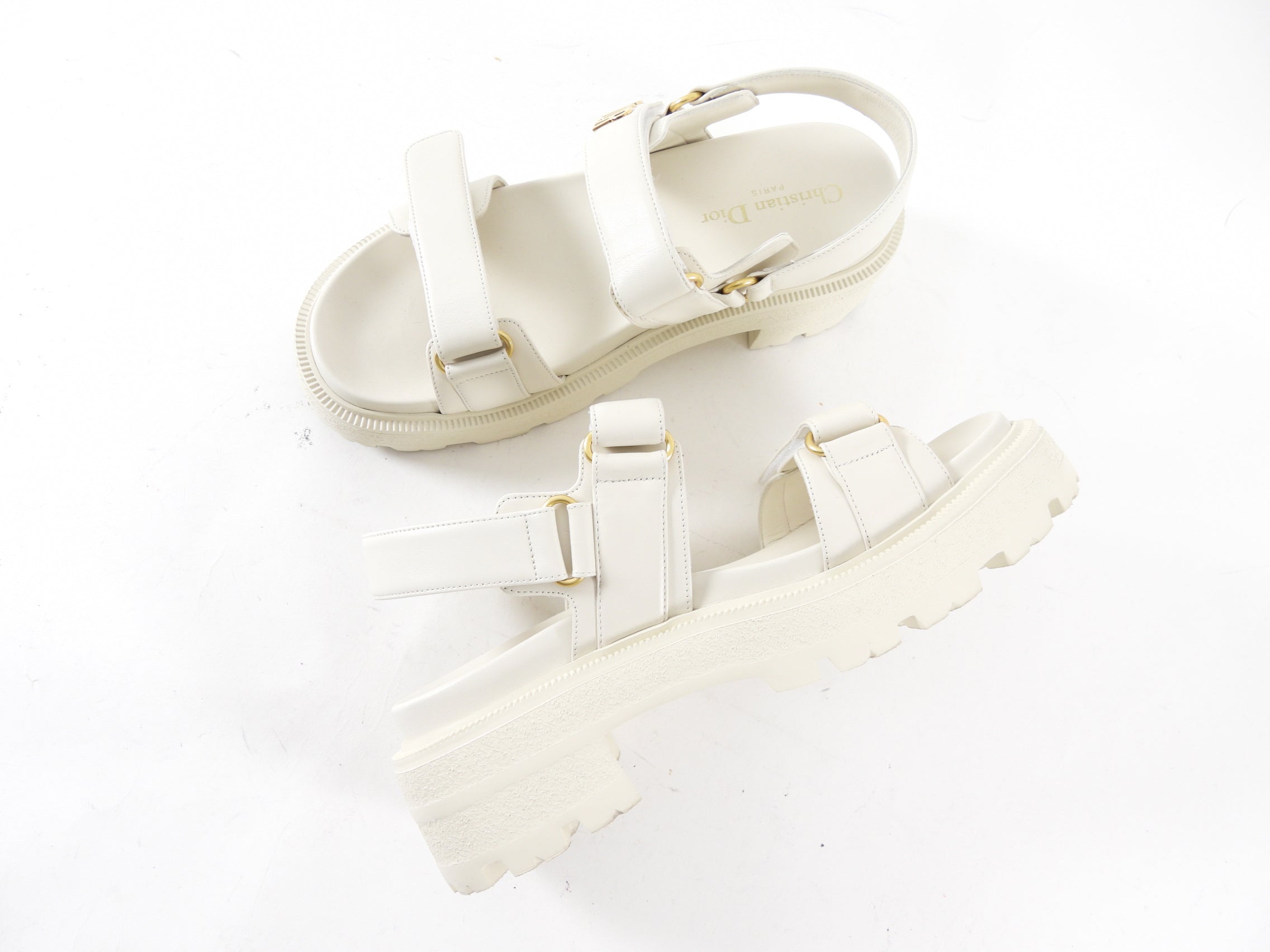 Christian Dior Ivory Leather Dioract Platform Sandals Size 39 - Luxury Designer High Heel Shoes for Women | Perfect for Weddings, Parties & Evening Events