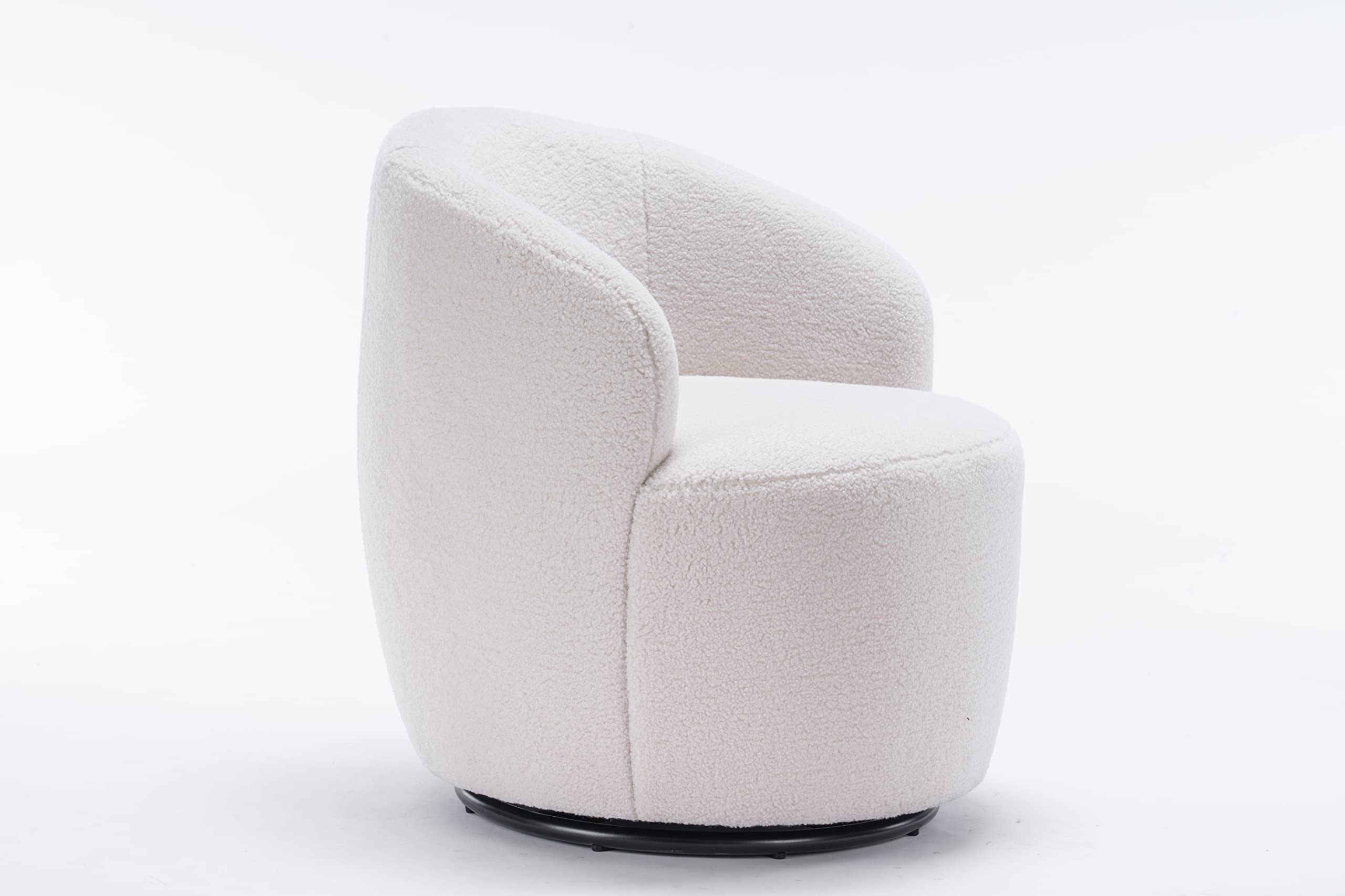 Homtique Small Swivel Barrel Chair - 360 Degree Rotating Comfy Round Club Chair with Boucle Fabric, Accent Armchair for Living Room, Bedroom, Apartment & Hotel Decor (Ivory-Teddy) - Perfect for Reading Nooks, Lounge Areas and Cozy Corners