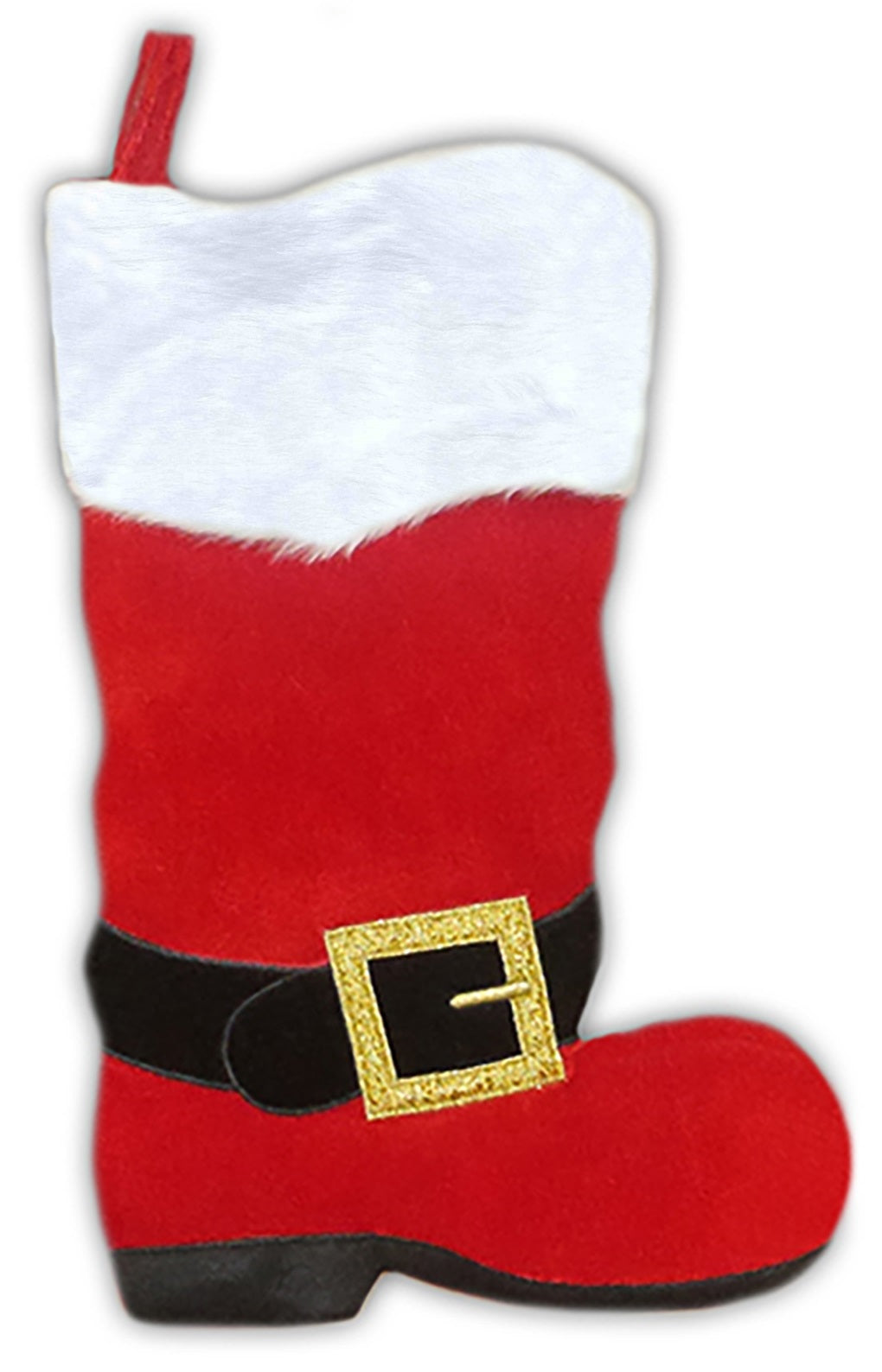 20.5 Inch Red Santa Boot Christmas Stocking with Buckle - Festive Holiday Decor for Fireplace, Gift Exchange & Christmas Tree Decoration