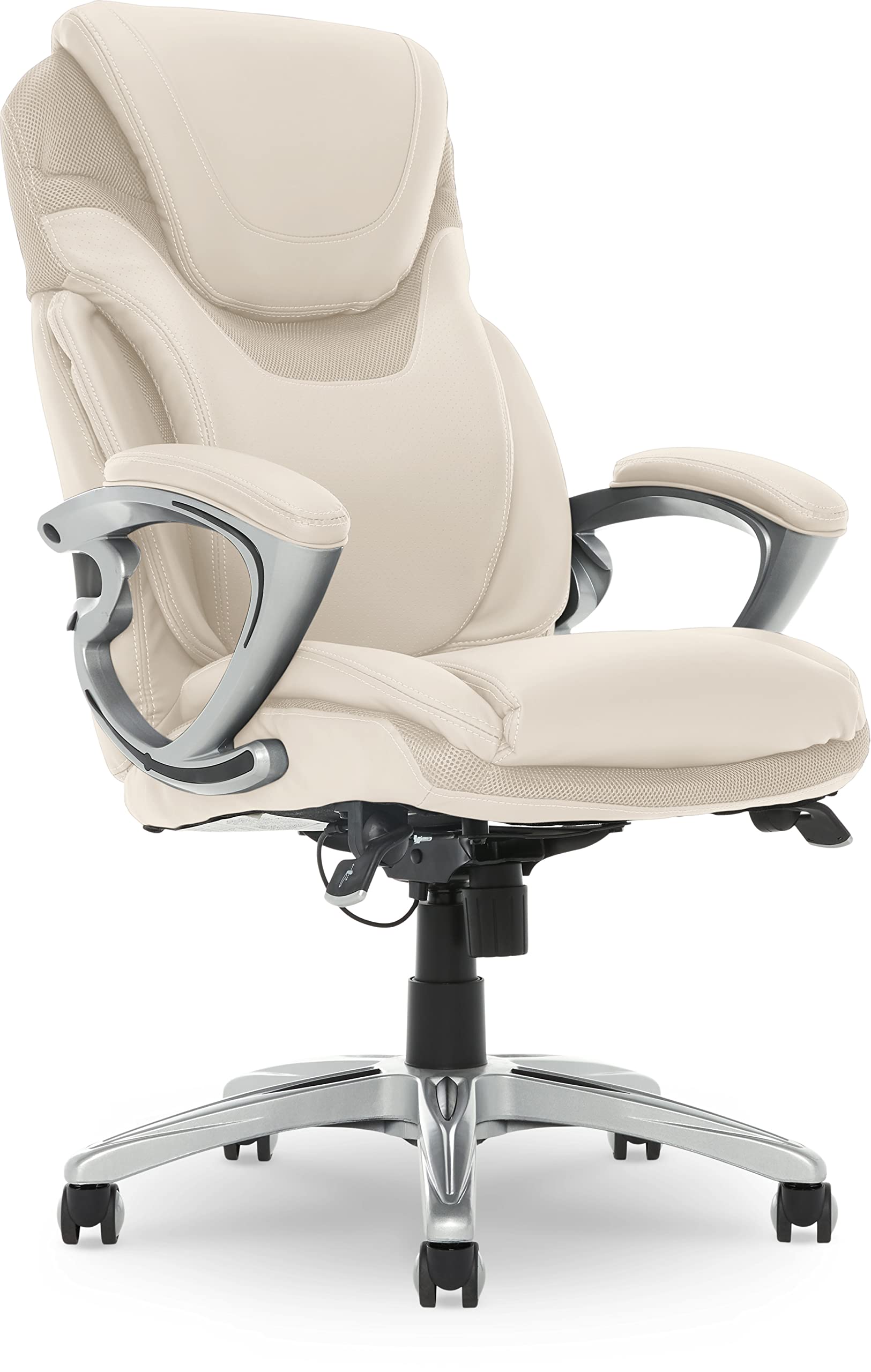 Serta AIR Health and Wellness Executive Office Chair - High Back Ergonomic Desk Chair with Lumbar Support for Big & Tall Users, Bonded Leather Swivel Task Chair in Comfortable Cream | Perfect for Home Office, Gaming Setup, and Professional Workspaces