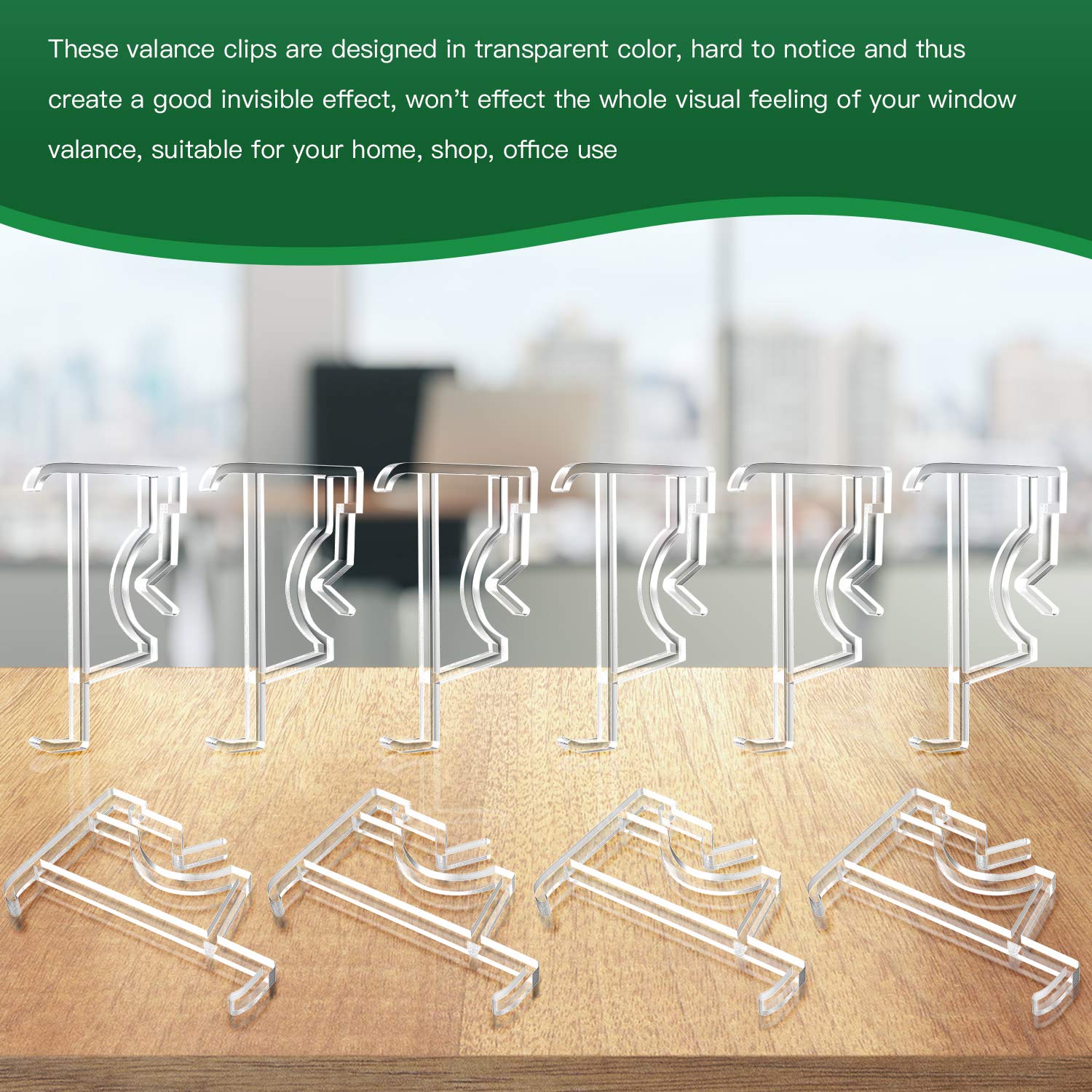 Jetec 2 Inch Clear Plastic Hidden Valance Clips for Blinds - Window Valance Retainer Clips (10 Pack) - Perfect for Securing Window Treatments in Living Rooms, Bedrooms & Offices
