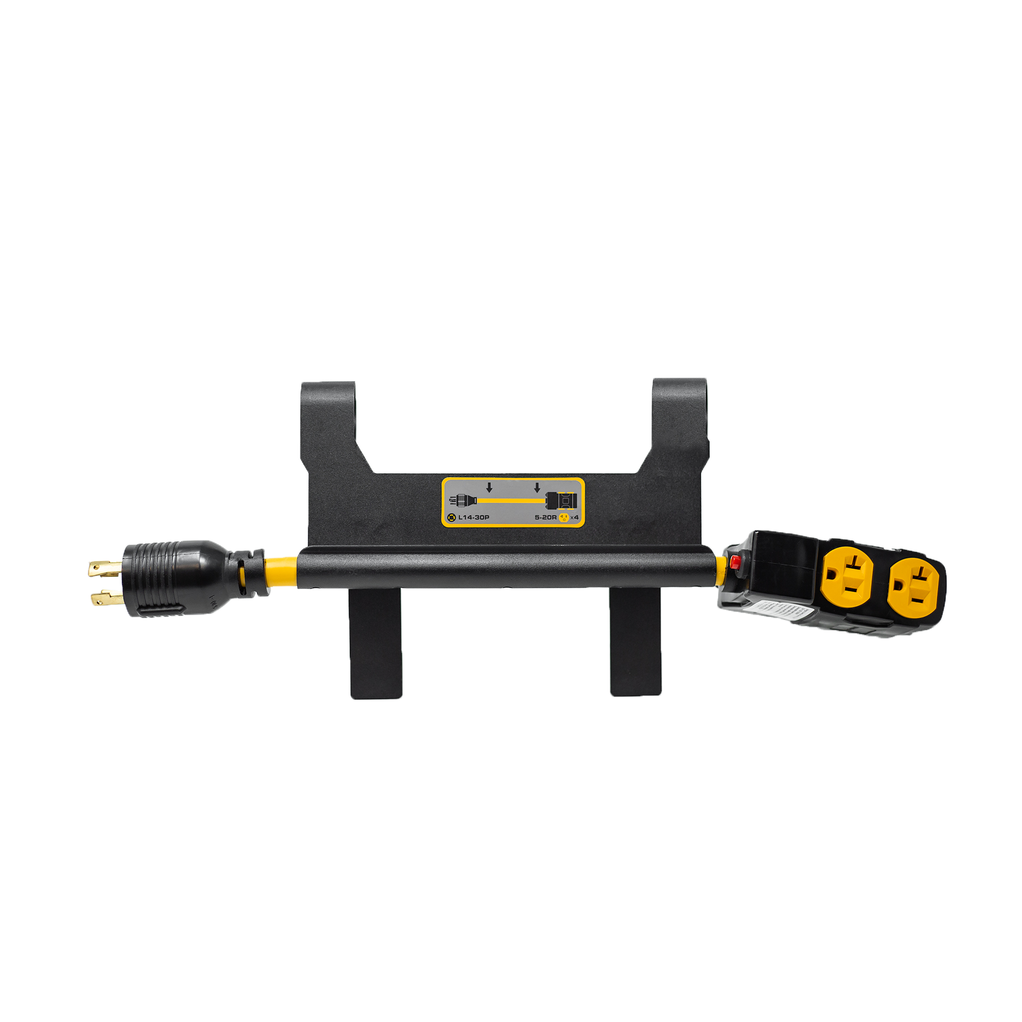 Heavy Duty L14-30P to (4) 5-20R Short Power Cord with Metal Clip Holder - Perfect for RV, Generator & Workshop Power Distribution