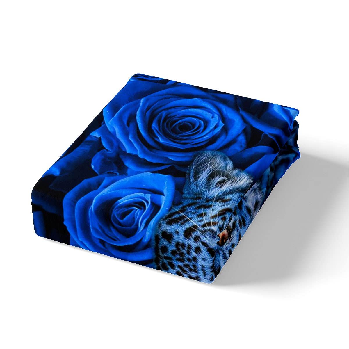 Feelyou Leopard Print Bedding Set - Safari Cheetah Pattern Comforter Cover for Kids, Boys & Girls - Breathable Twin Size Wild Animal Bed Sheets with Blue Rose Design - Perfect for Jungle Themed Bedrooms & Teen Room Decor