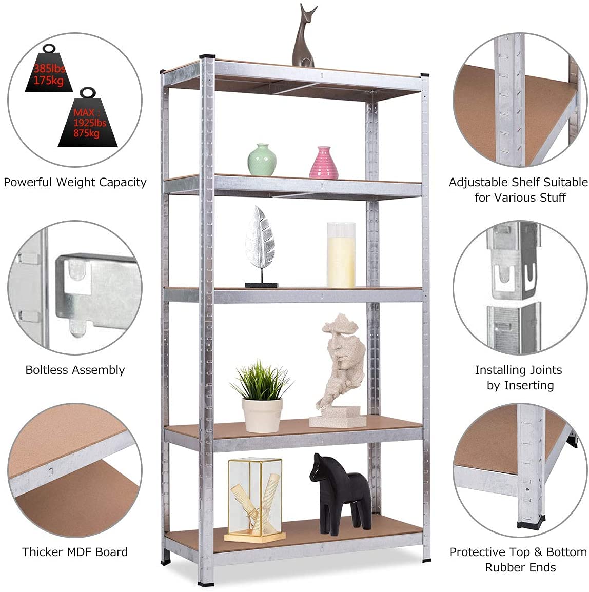 ERGOMASTER 5-Tier Heavy Duty Steel Shelving Unit - 72