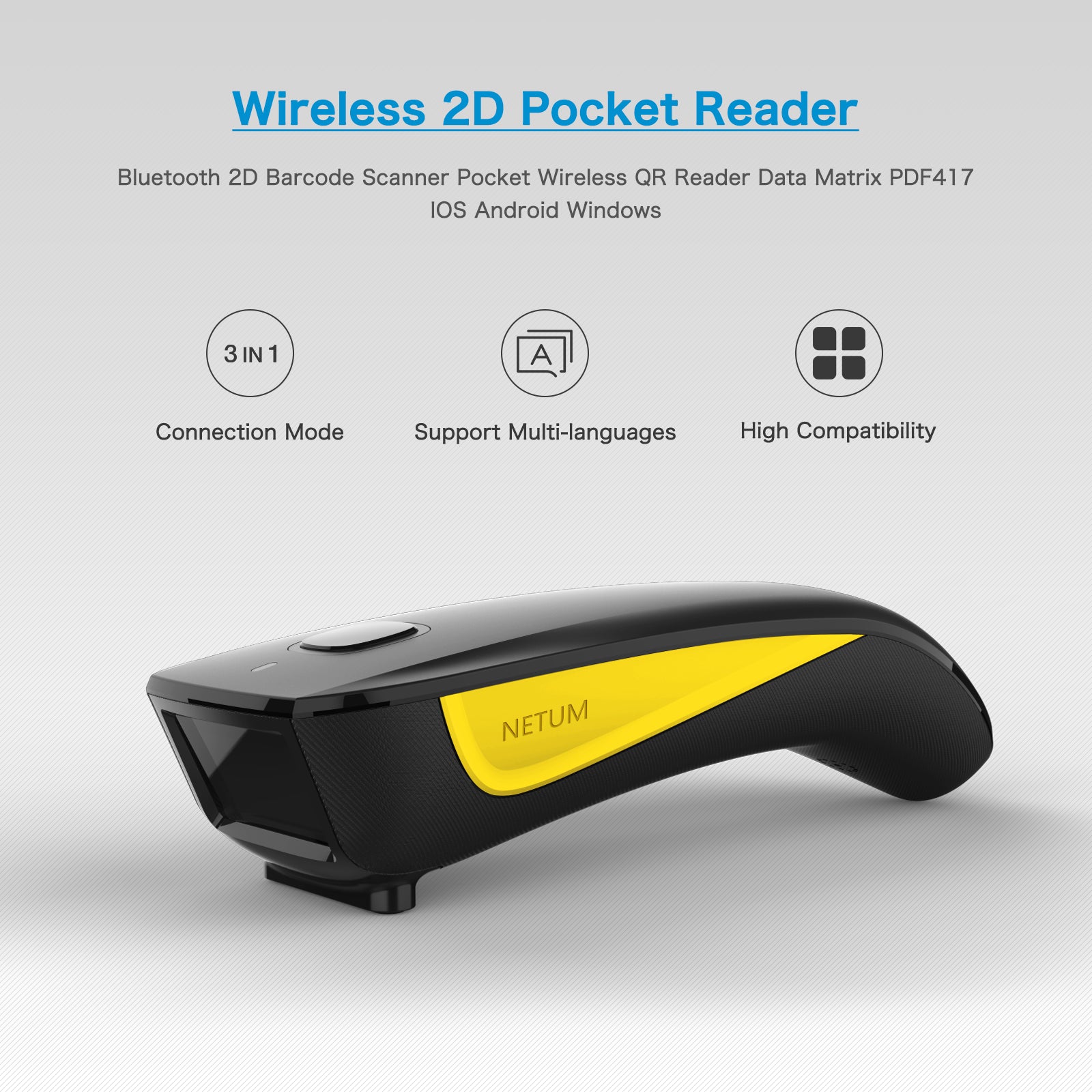 C750 2D Wireless Barcode Scanner - Fast & Accurate QR Code Reader for Retail, Warehouse & Inventory Management | USB & Bluetooth Connectivity