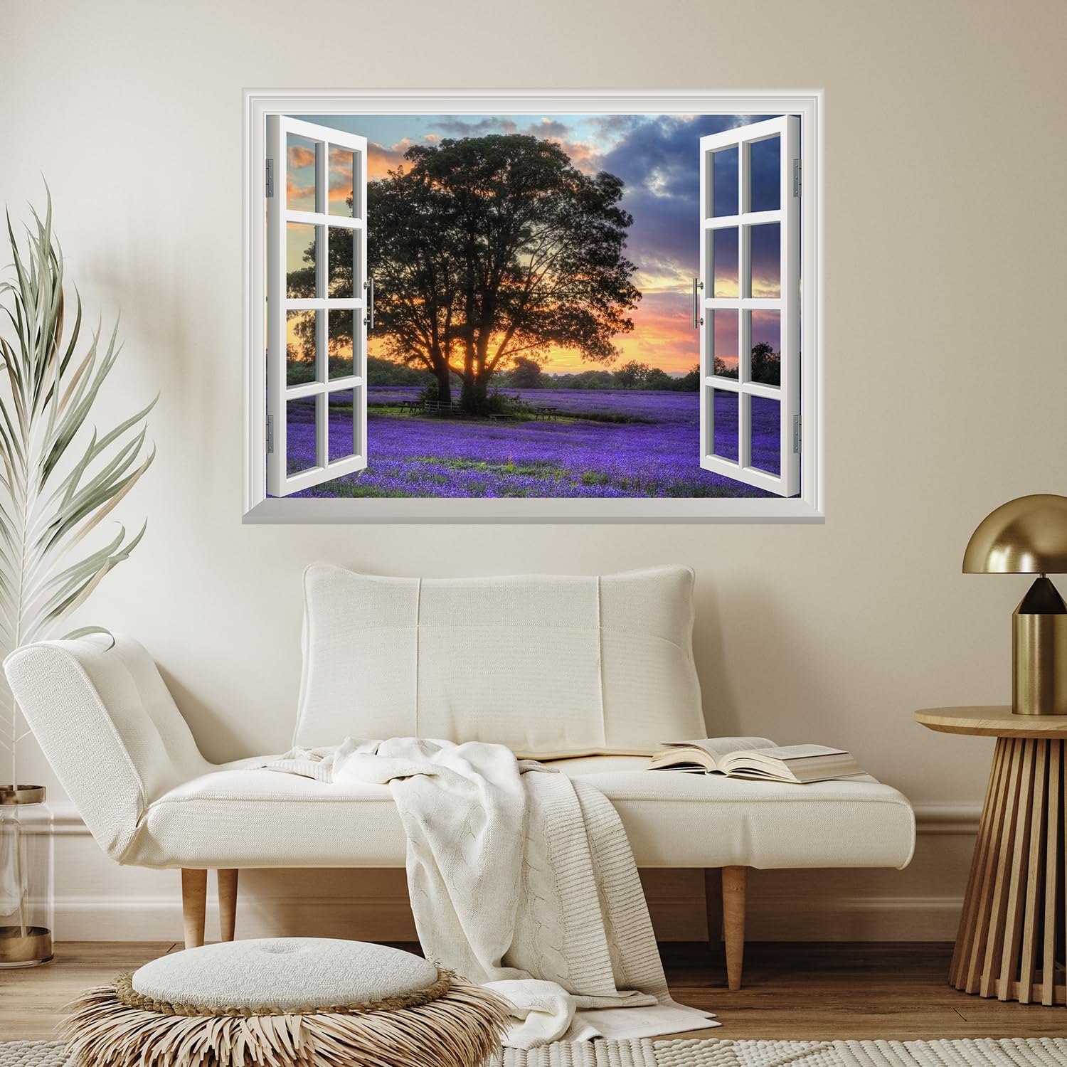Wall26 Removable Sunset on Purple Field Wall Sticker Mural - 24