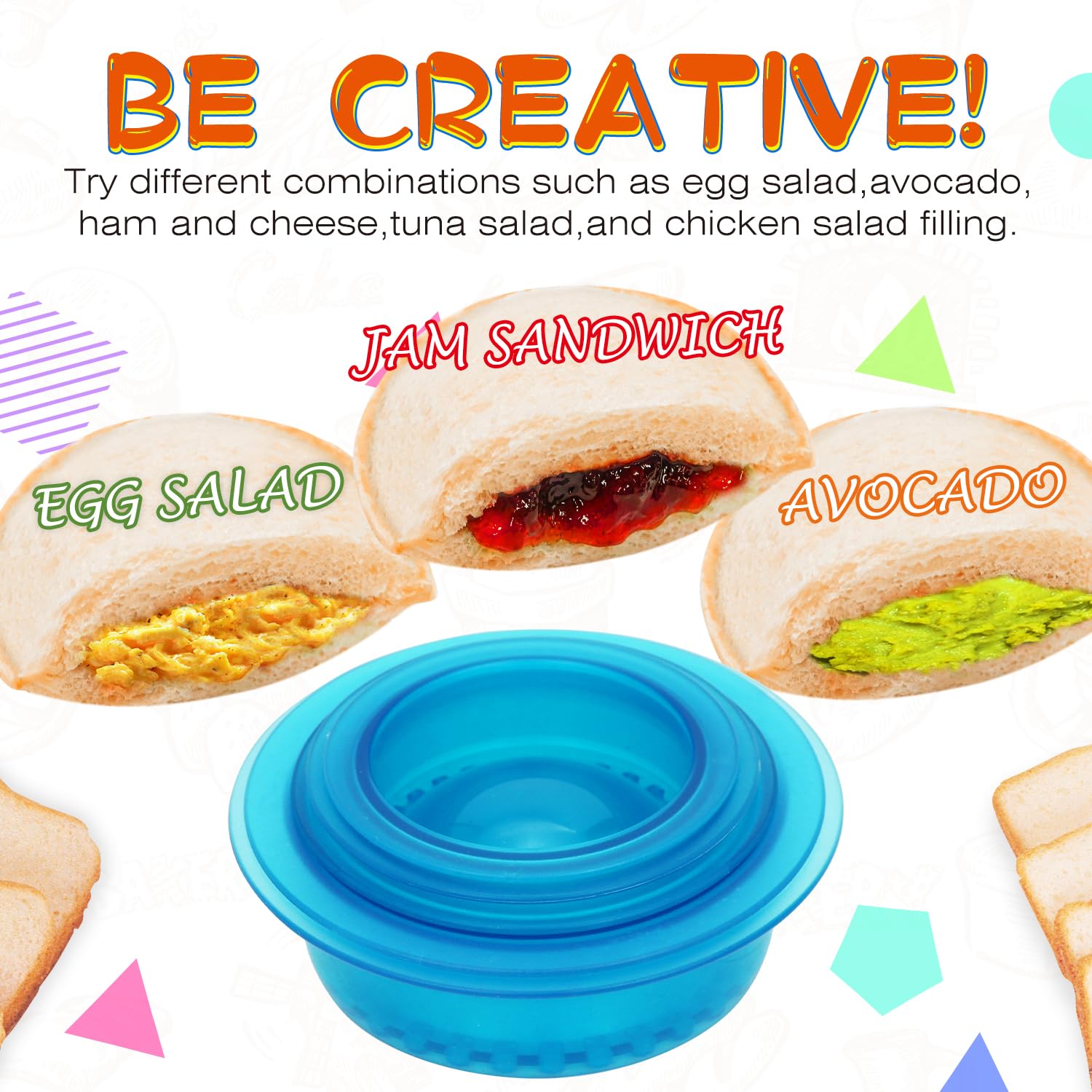 HiYZ 5-Piece Sandwich Cutter and Sealer Set - Crustless Sandwich Maker for Peanut Butter, Jelly, Bread, Pancakes & Cookies - Fun Kitchen Tool for Kids, Boys & Girls - Perfect for School Lunches, Picnics and Family Snack Time