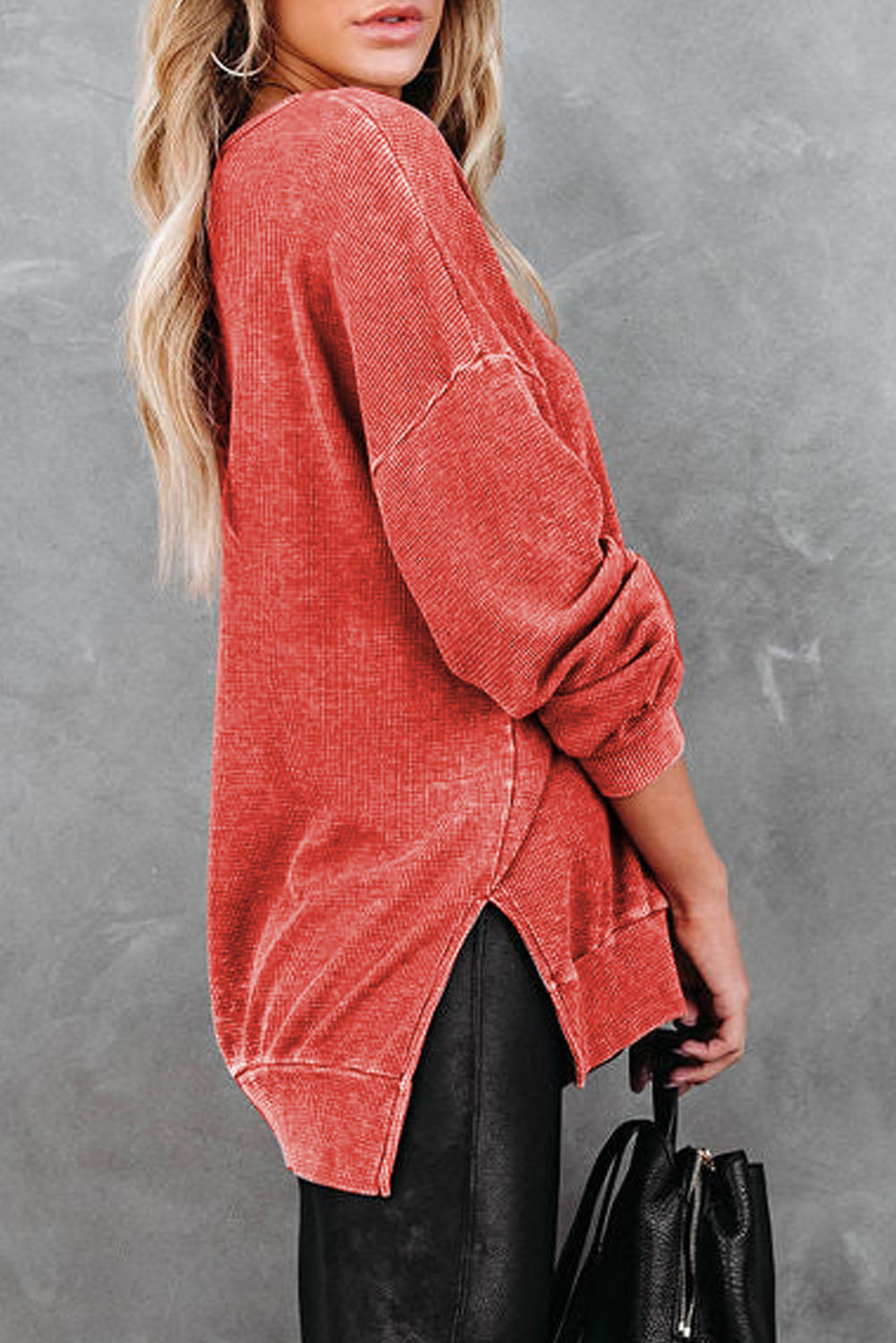 Trendy Dropped Shoulder Slit Sweatshirt for Women - Oversized Casual Pullover with Side Slits | Perfect for Streetwear, Lounge & Everyday Comfort