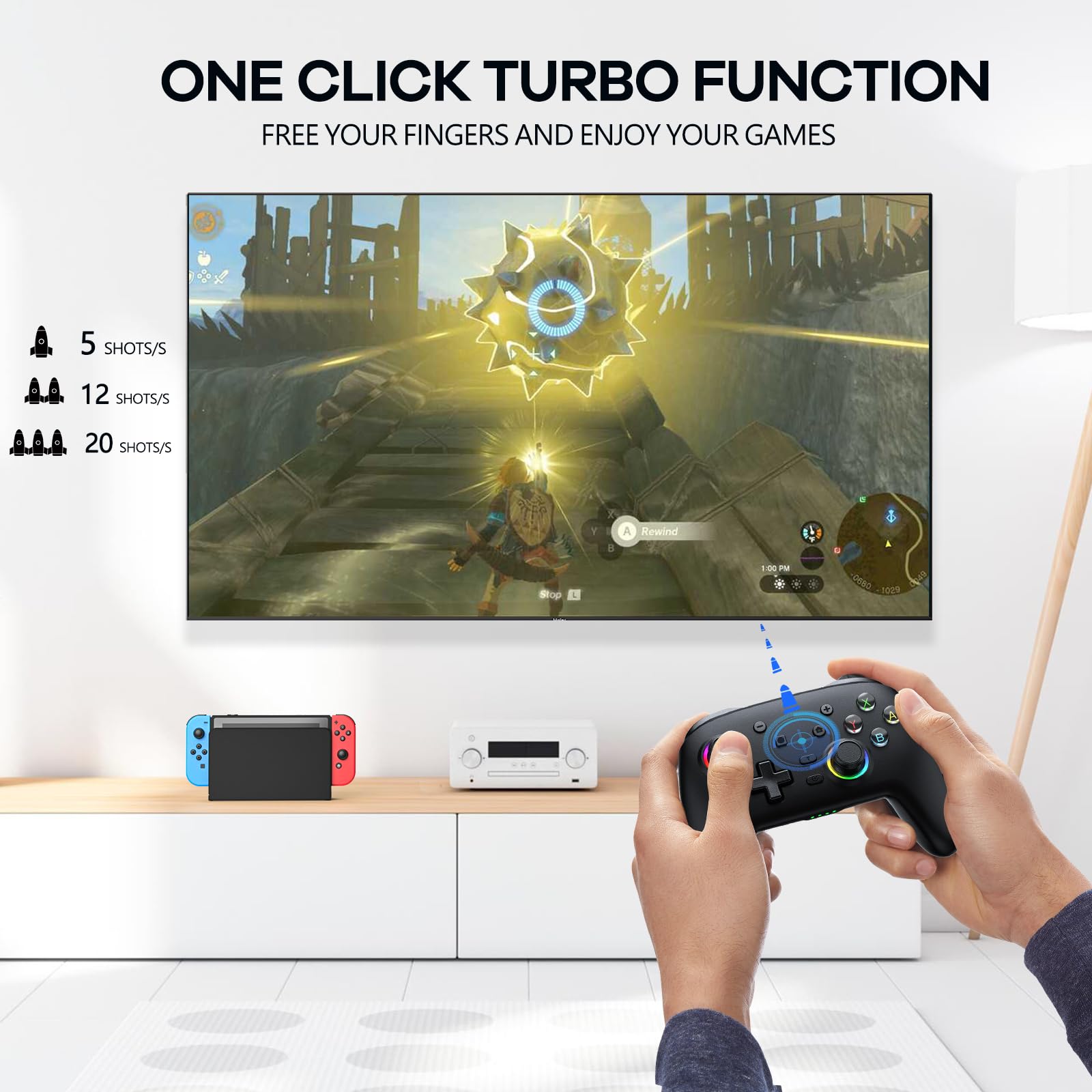 AROEVEIB Wireless Switch Pro Controller with Dual Vibration, Motion Control & 6-Axis Gyro - Compatible with Nintendo Switch, Switch Lite & OLED Model - Perfect for Gaming, Multiplayer & Handheld Mode