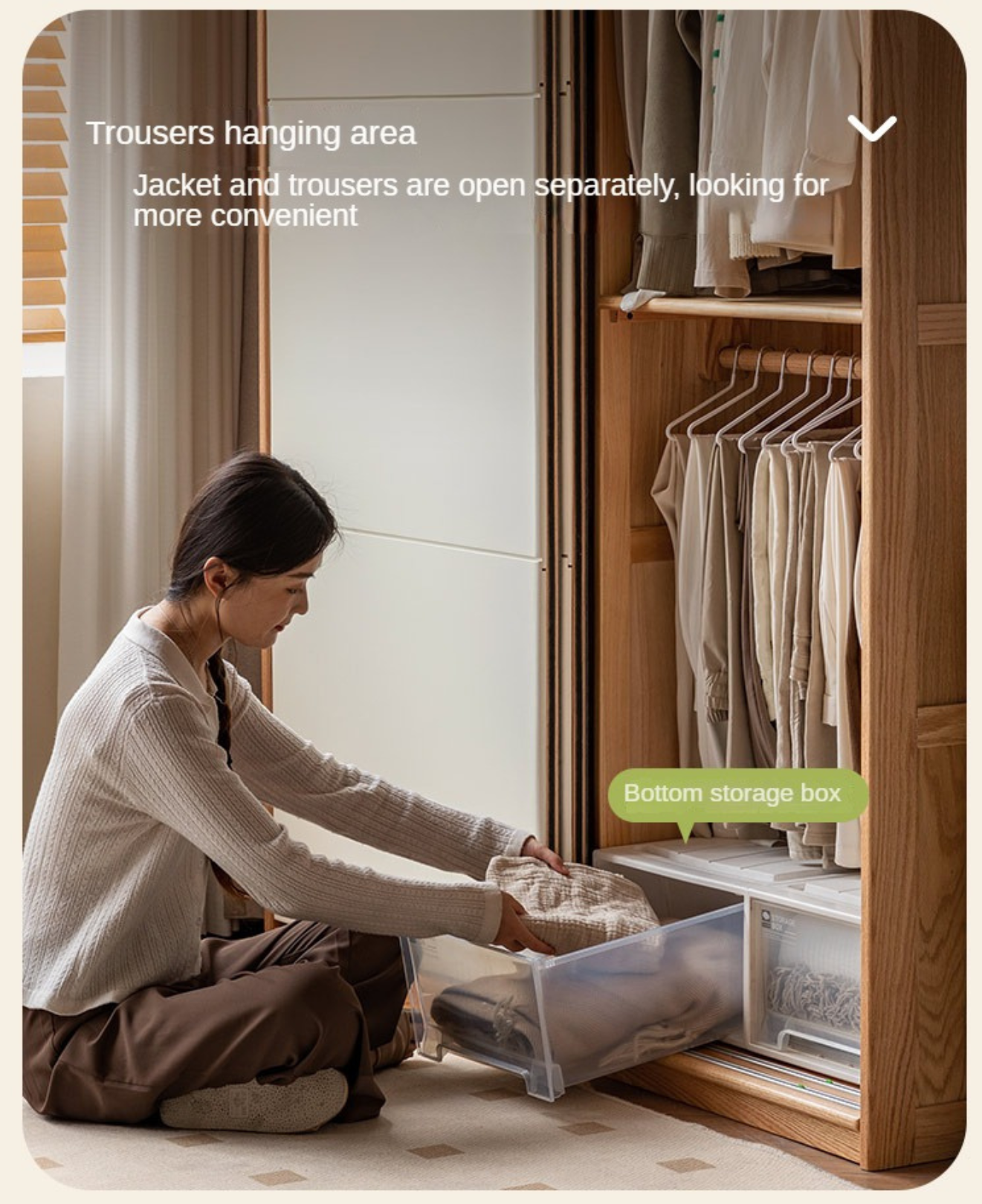 Solid Oak Wood Sliding Door Wardrobe Closet - Modern Storage Solution for Bedroom, Living Room & Office Organization