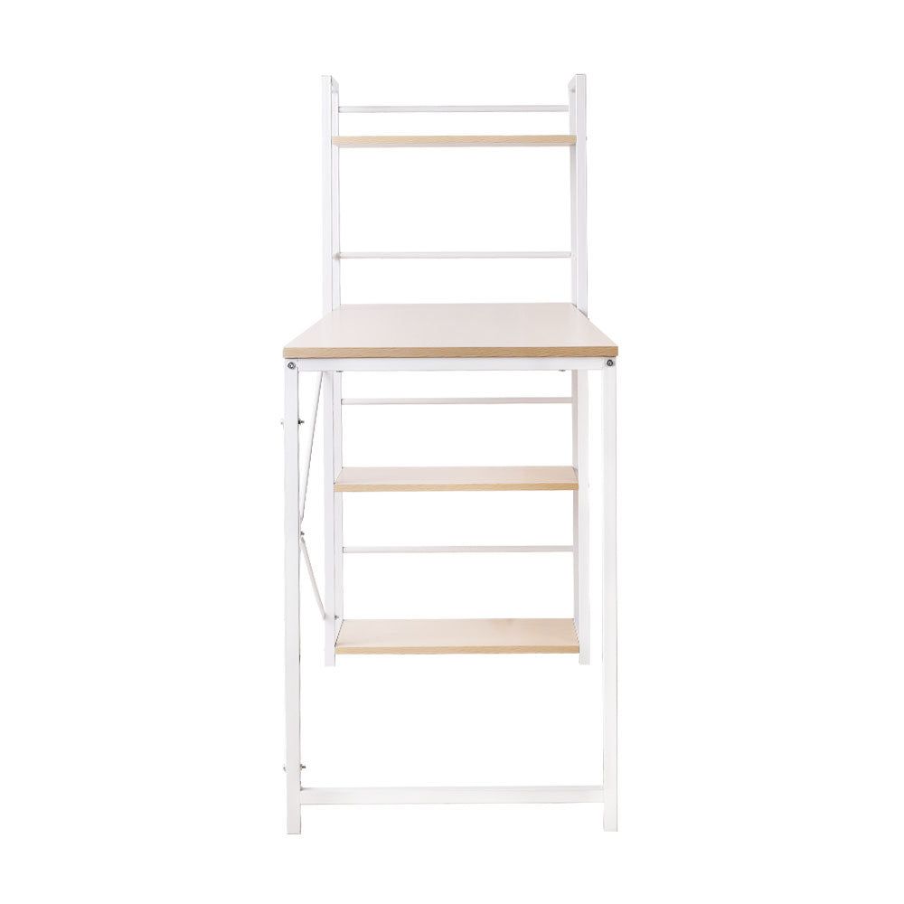 Premium Henderson 1200mm White Metal Desk with Oak Top & Storage Shelves - Perfect for Home Office, Study Room & Workspace Organization
