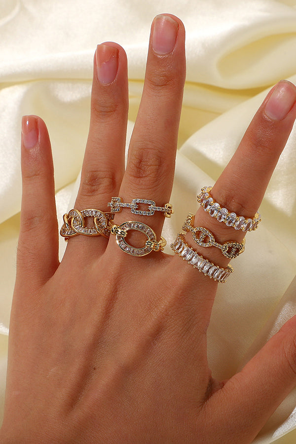 Vintage Zircon Open Ring for Women - Elegant Adjustable Statement Jewelry for Parties, Weddings & Everyday Wear