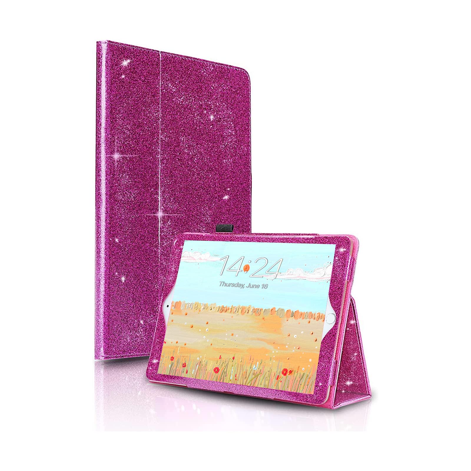 FANSONG iPad Air 3 (10.5 inch 2019) & iPad Pro (10.5 inch 2017) Case - Glitter Leather Folio Stand Cover with Pencil Holder | Sleep/Wake Function | Perfect for Girls, Kids & Students | School, Work & Travel Protection