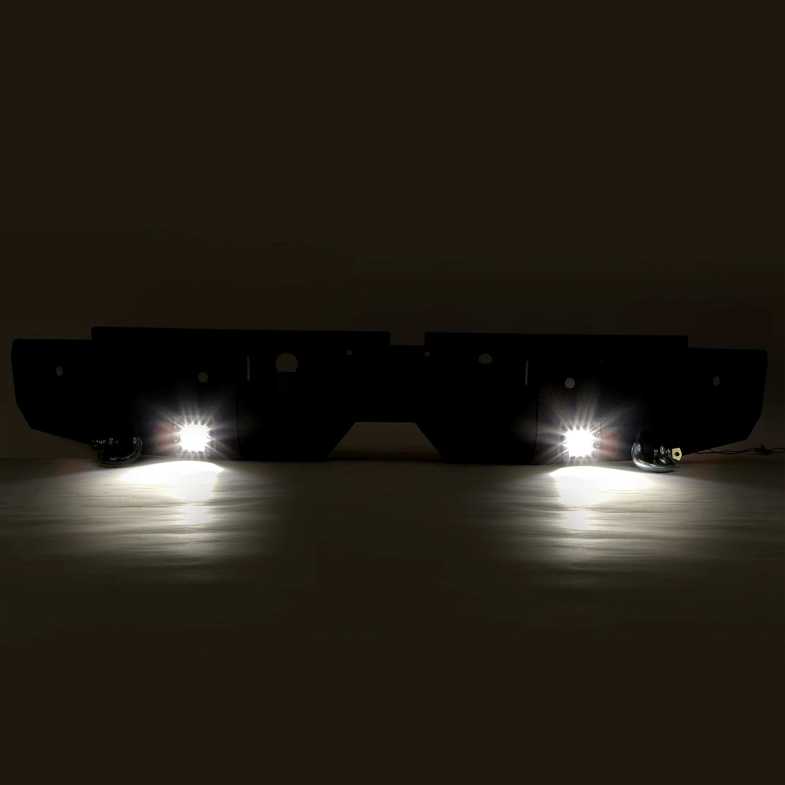 KUAFU Heavy Duty Rear Bumper with D-Rings & LED Lights for 2019-2023 Ford Ranger | Textured Black Steel Truck Bumper | Off-Road Protection & Towing Accessory