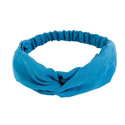 Stylish Solid Color Stretchy Faux Suede Headband for Women & Girls - Vintage Cross Spa Hair Wrap Accessory in Sky Blue | Perfect for Daily Use, Bridal Weddings & Relaxation