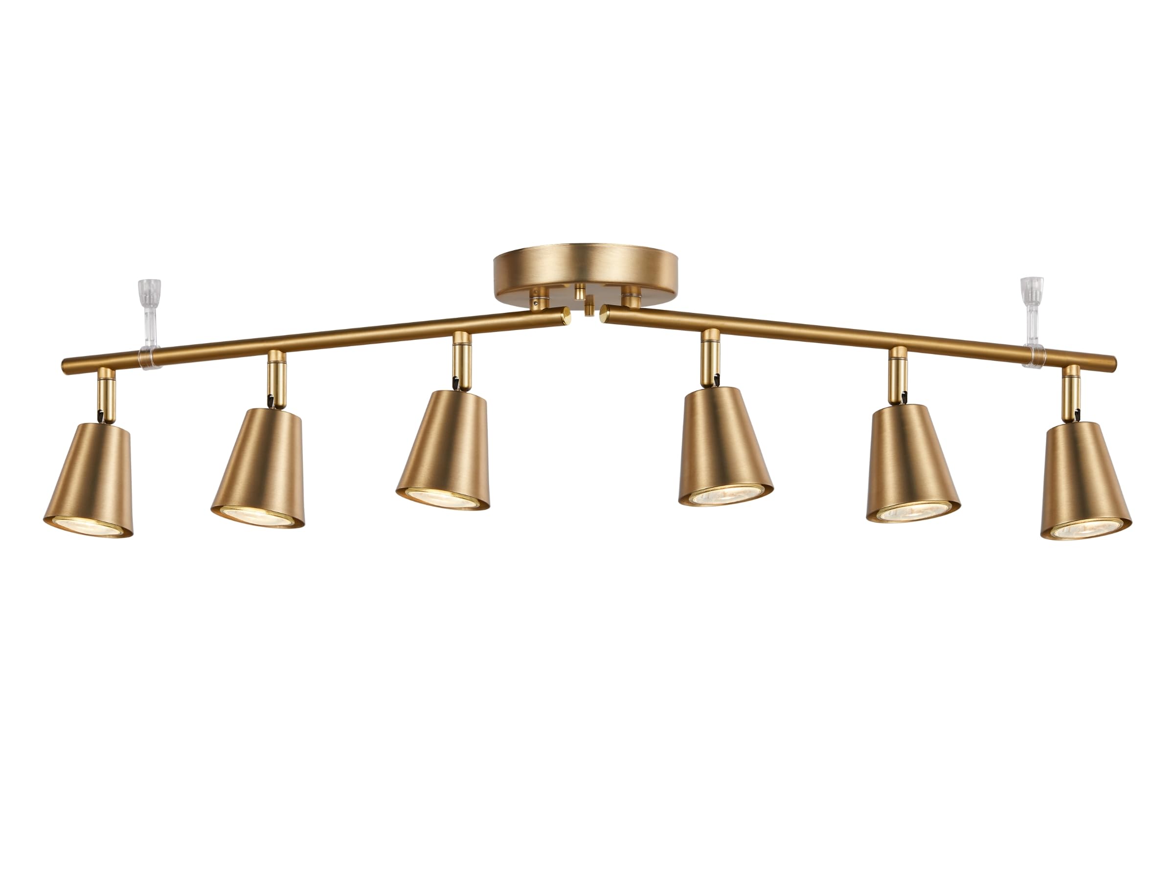 6-Light Adjustable Track Lighting Kit - Matte Brass Finish, Foldable & Modern Ceiling Spotlight for Kitchen, Living Room, Bedroom | Perfect for Home Improvement & Accent Lighting