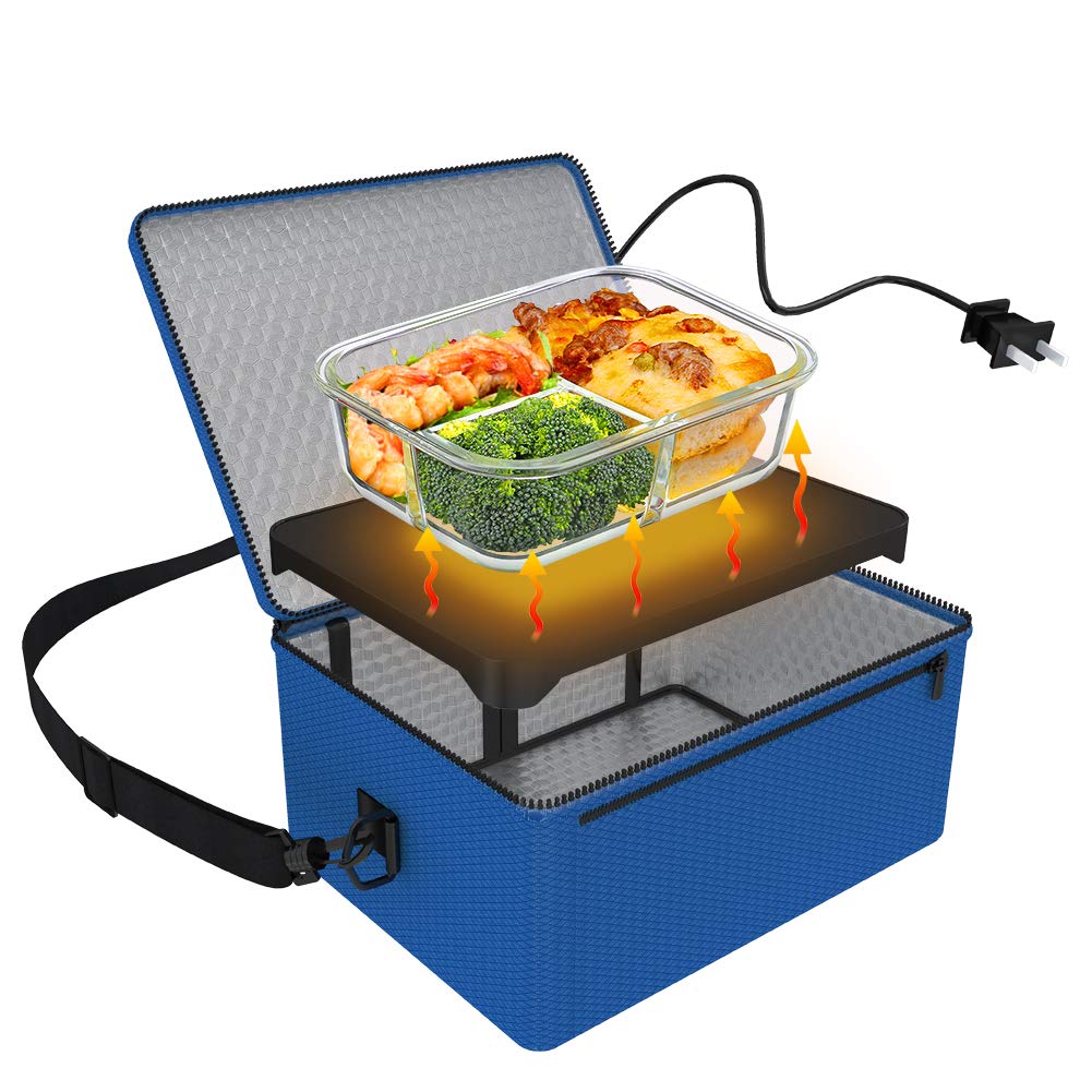 ROTTOGOON 110V Portable Electric Oven - Mini Food Warmer & Heated Lunch Box for Reheating & Cooking | Perfect for Office, Travel, Camping, Dorm & Home Kitchen (Blue)