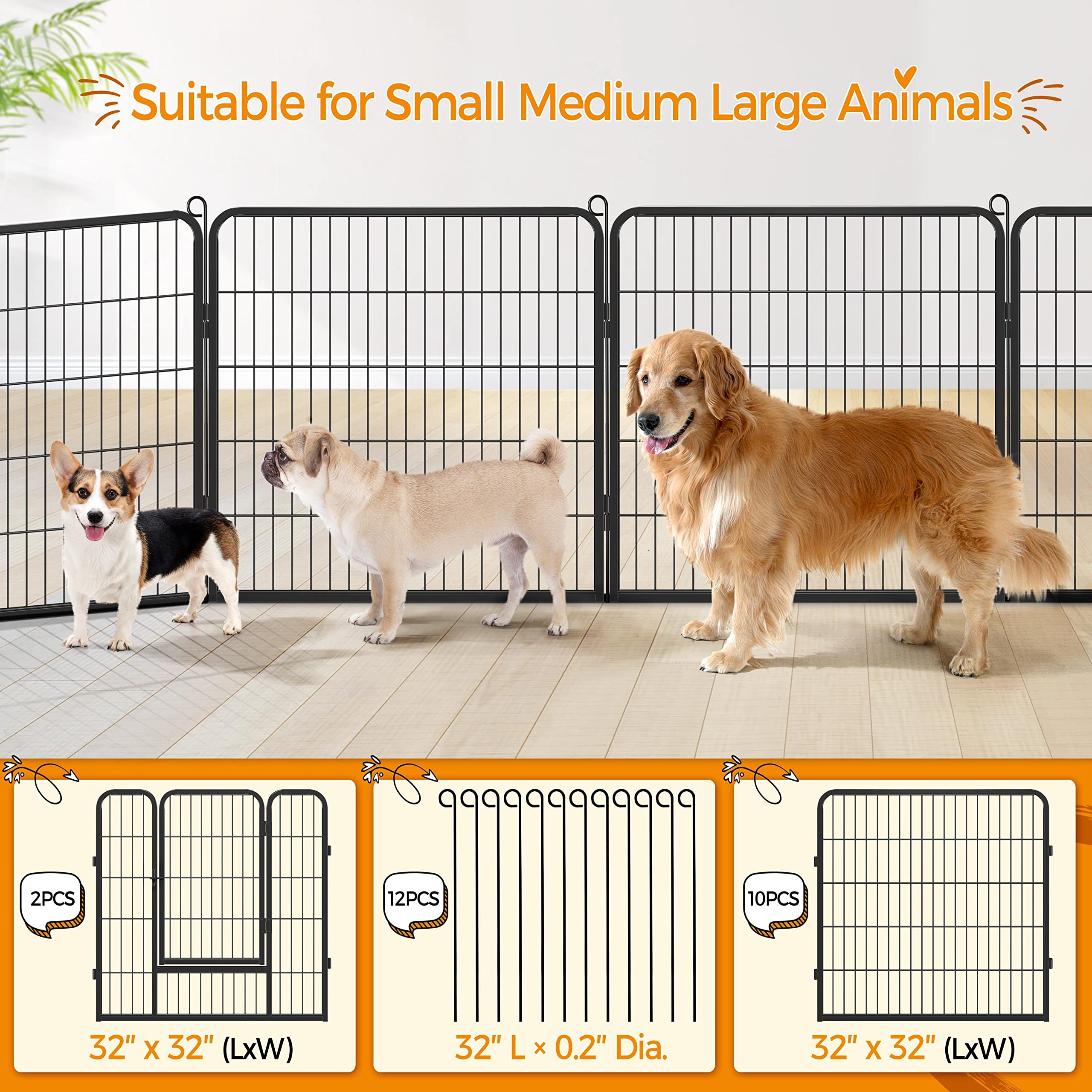 Yaheetech 24-Panel Foldable Dog Playpen - 32