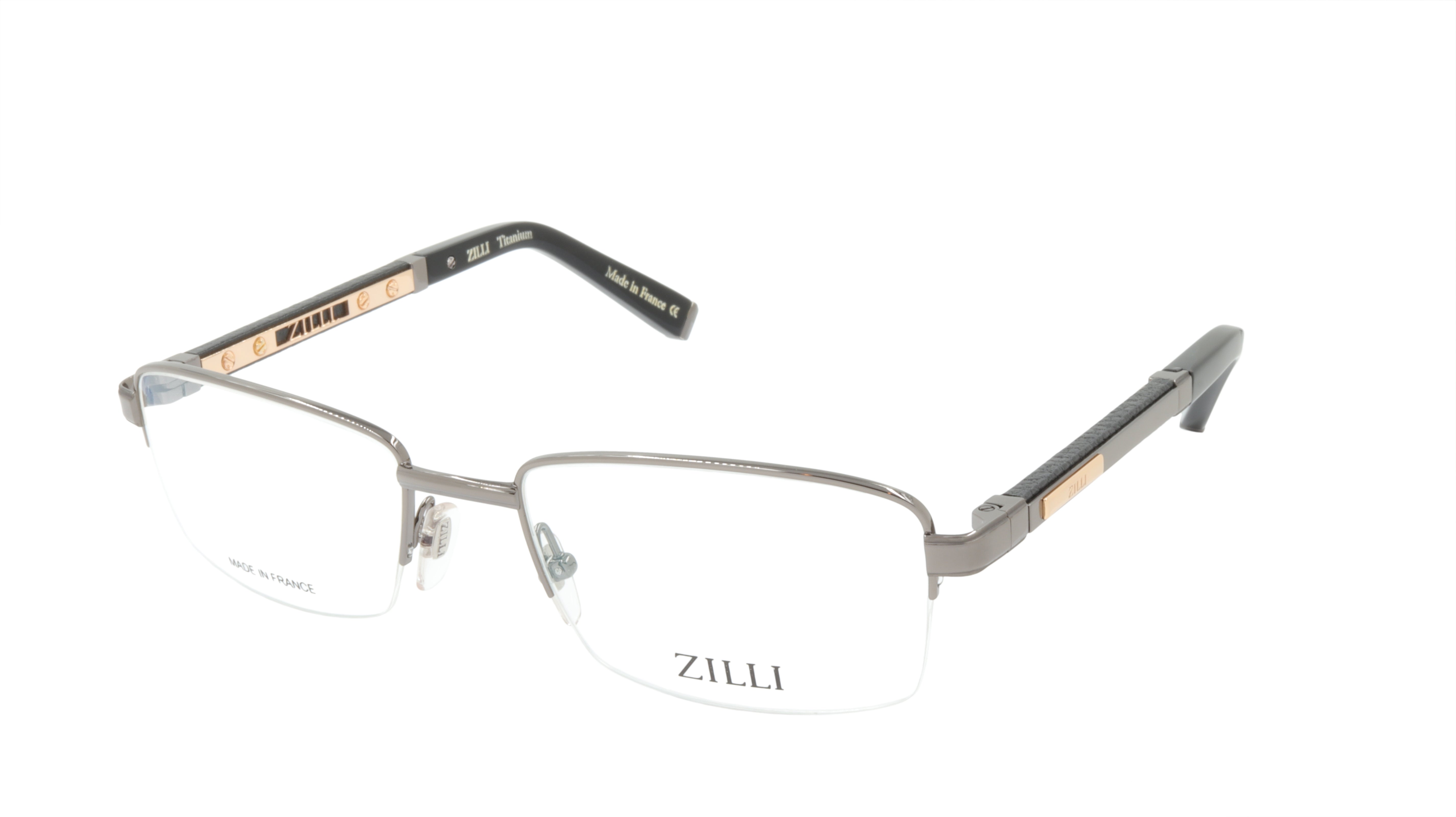 Premium ZILLI Eyeglasses Frame - Lightweight Titanium & Acetate with Genuine Leather - Made in France (Model ZI 60014 C03) - Perfect for Business, Reading & Fashion Accessories