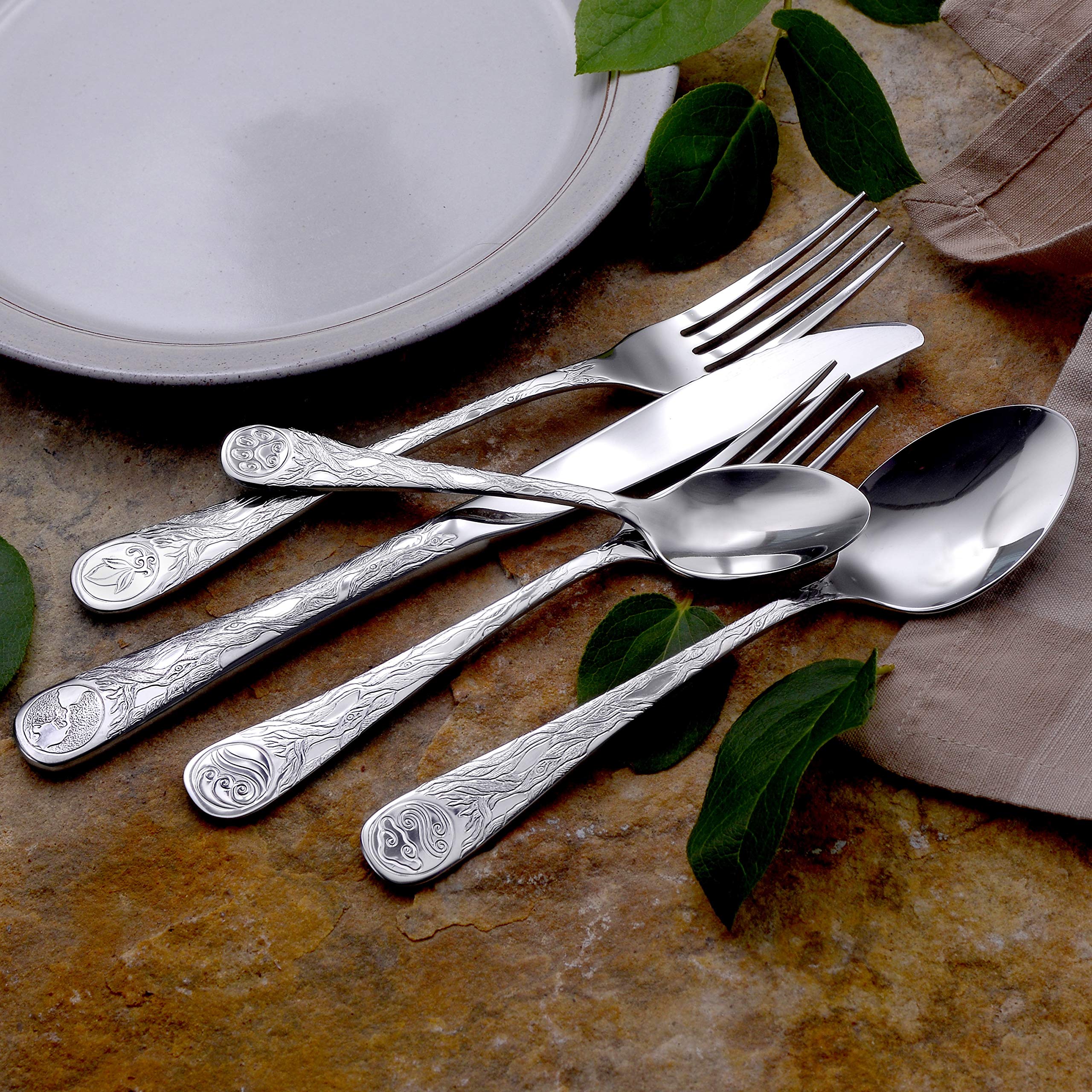 Liberty Tabletop Earth 45-Piece Dinnerware Set - Service for 8 with Serving Pieces - Premium Stoneware Made in USA - Perfect for Family Dinners & Holiday Entertaining