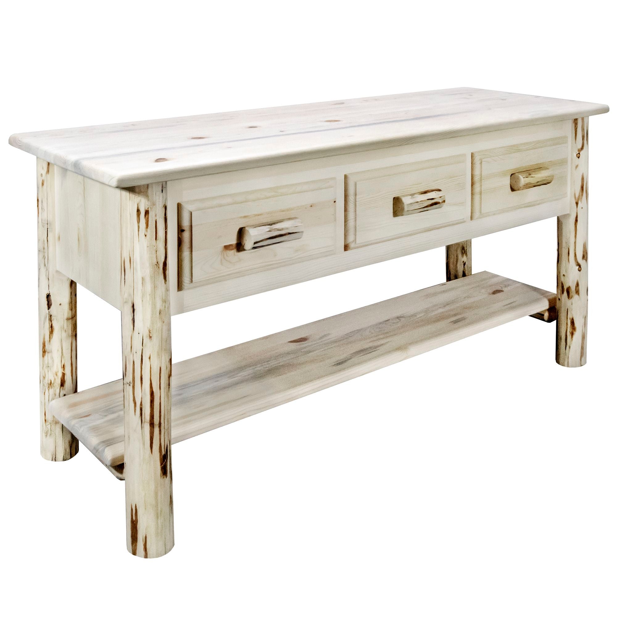 Montana Wooden Console Table with 3 Drawers - Entryway Sofa Table for Hallway, Living Room & Bedroom Storage