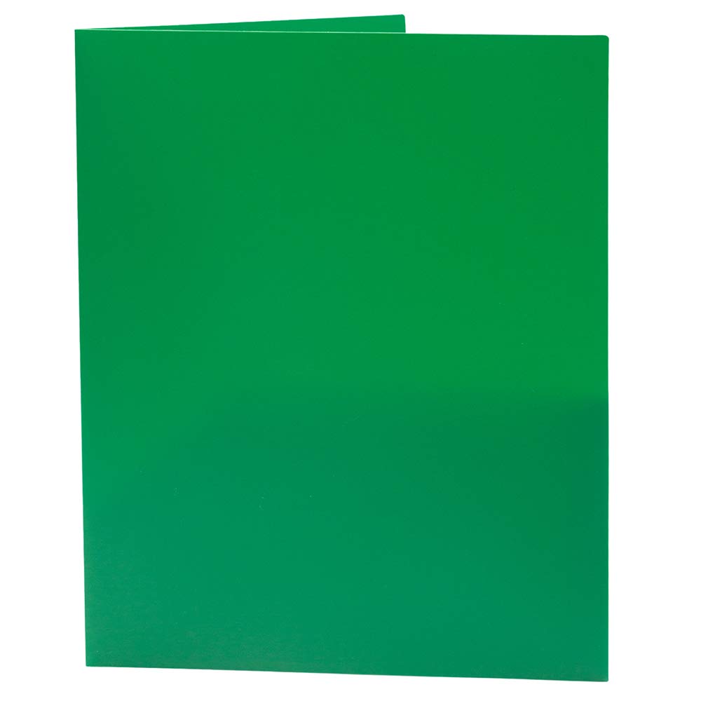 Durable Plastic 2 Pocket POP Folders for School & Office - Bulk Pack of 96 Green Folders - Perfect for Organizing Documents, Homework & Office Files