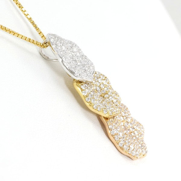 18K Yellow Gold, White Gold & Pink Gold Diamond Necklace for Women - Elegant Pendant Jewelry for Weddings, Anniversaries & Special Occasions