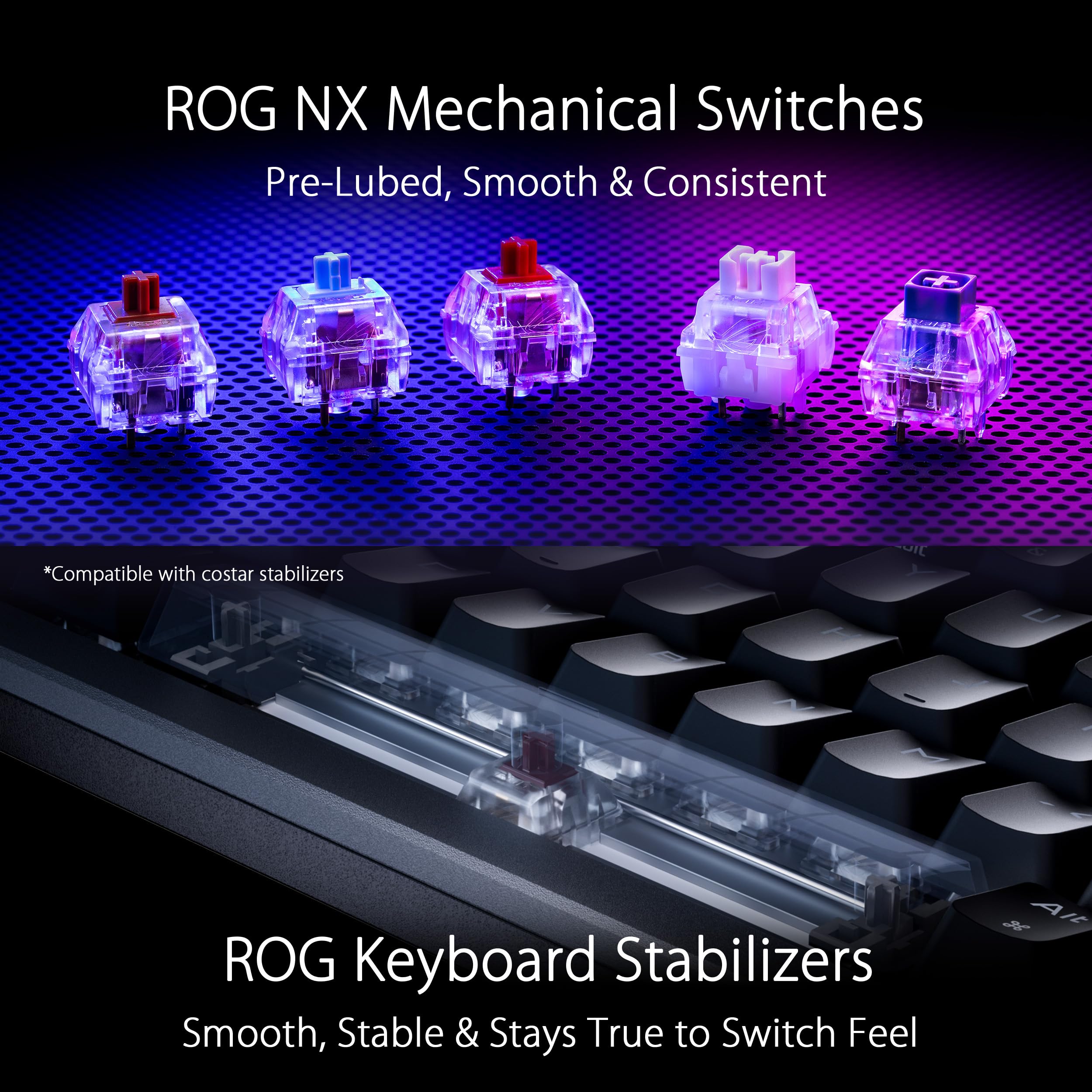 ASUS ROG Azoth 75% Wireless Mechanical Gaming Keyboard - Hot-Swappable ROG NX Snow Switches, PBT Keycaps, OLED Display, 3-Layer Dampening, RGB Backlit (White) - Perfect for Esports, Streaming & Professional Gaming Setup