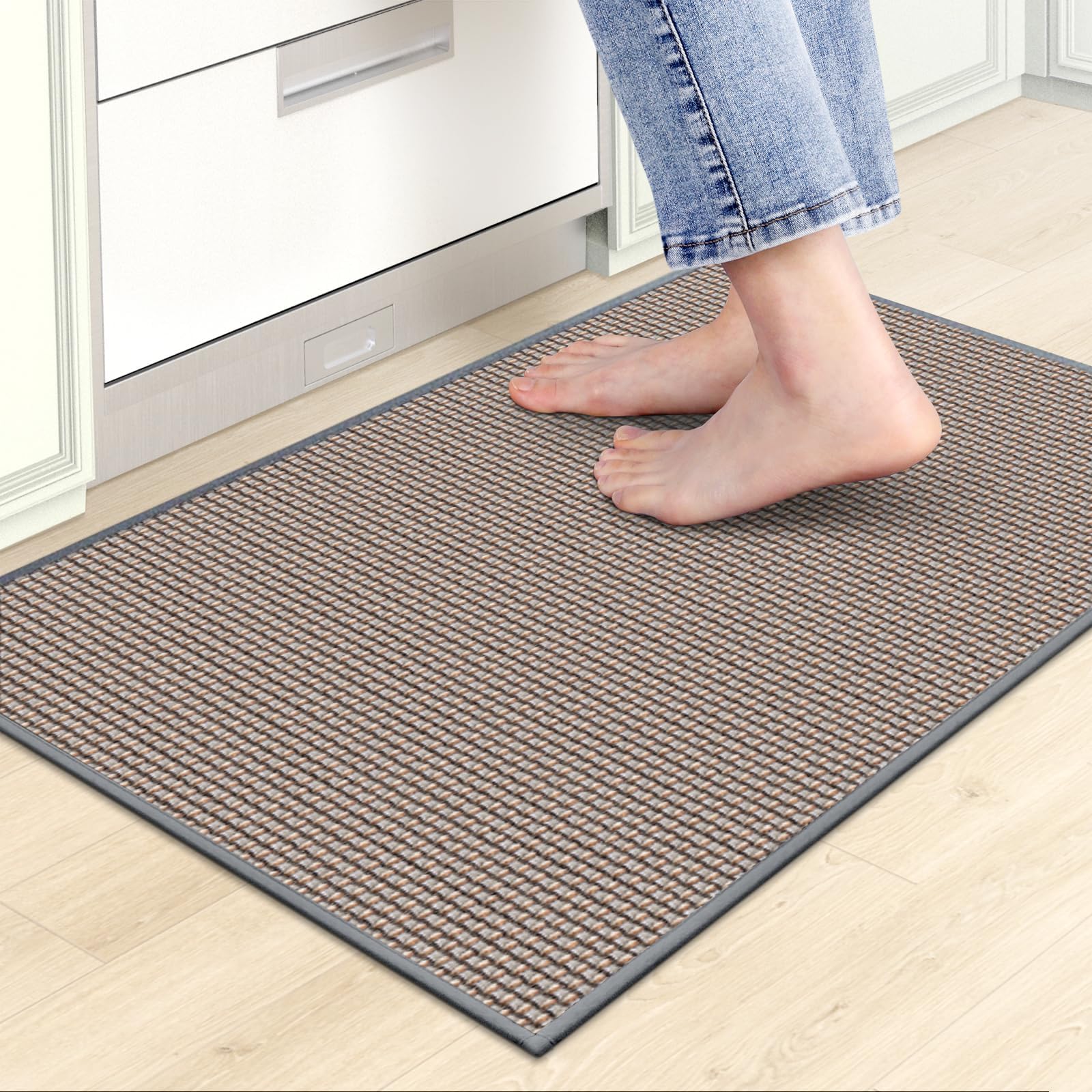 Non-Slip Washable Kitchen Runner Rug - Absorbent Rubber Backing Floor Mat for Sink, Entryway & Indoor Use - Farmhouse Style 17.3