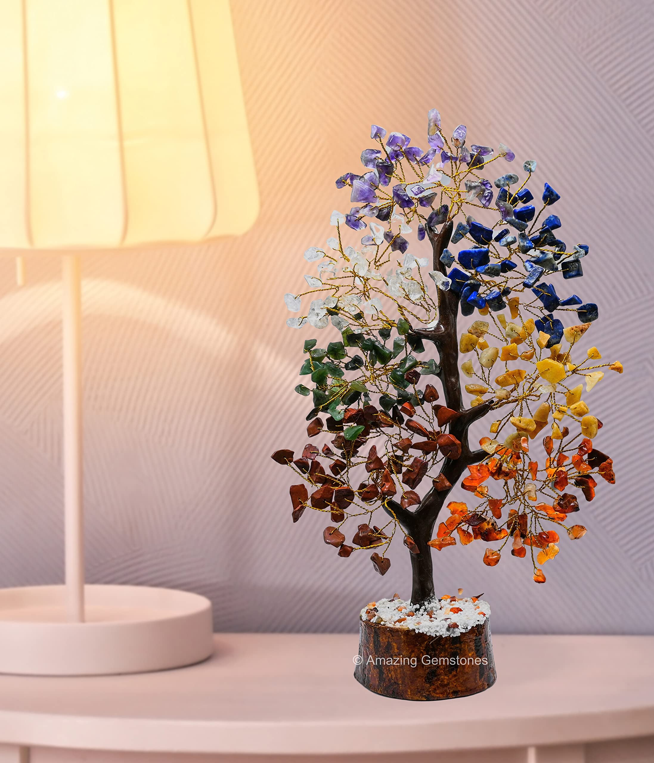 Chakra Tree of Life - 7 Chakra Stones Healing Crystal Tree - Spiritual Decor for Meditation, Yoga & Reiki - Desk Decor Gift for Women & Men - Perfect for Bedroom, Office & Sacred Space