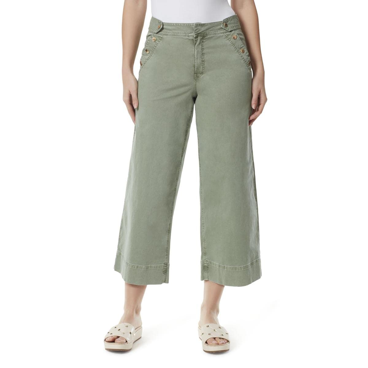 Anne Klein Women's High Rise Denim Wide Leg Jeans - Green Size 8 | Comfortable Stretch Fabric for Casual Wear & Office Outfits