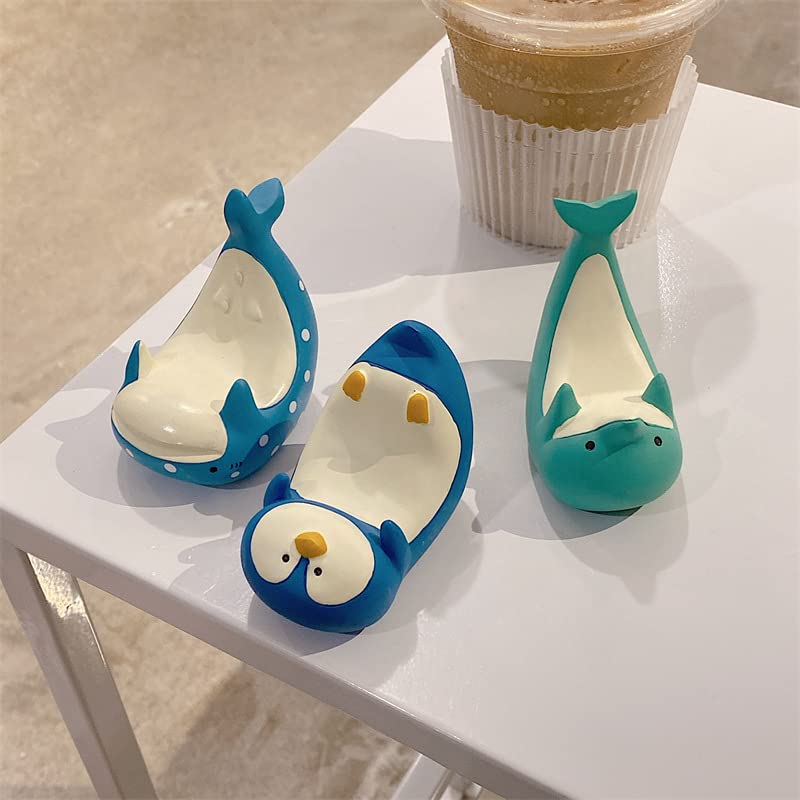 Cute Sea Animal Phone Stand - Dolphin, Seal & Penguin Design, Small Handsfree Cell Phone Holder for Desk, Table, PC & Office Decor - Perfect for Work, Study & Watching Videos (Green Dolphin)
