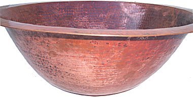 Handcrafted Undermount Hammered Round Copper Sink for Bathroom - Natural Finish, Vintage Farmhouse Style - Perfect for Rustic, Modern, and Luxury Bathroom Designs