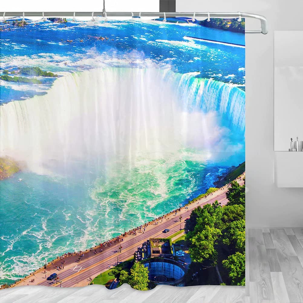Canada Niagara Falls Shower Curtain Set - 72x72 Inch Waterproof Polyester Bathroom Decor with Hooks (YL-00967) | Perfect for Travel Lovers & Nature-Themed Bathroom Design